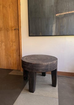 Sculptural Suar wood Table, Espresso Finish Modern Organic