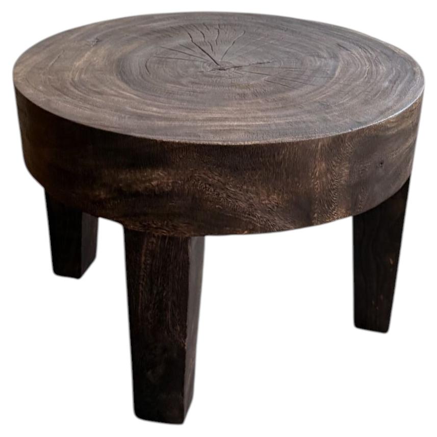Sculptural Suar wood Table, Espresso Finish Modern Organic
