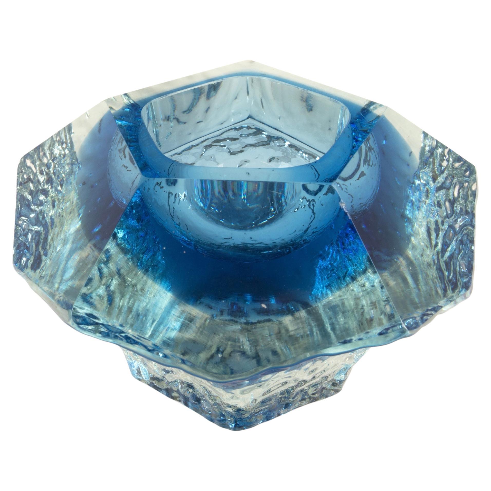 Sculptural submerged glass ashtray by Gianfranco Mandruzzato Murano 1970 in vendita