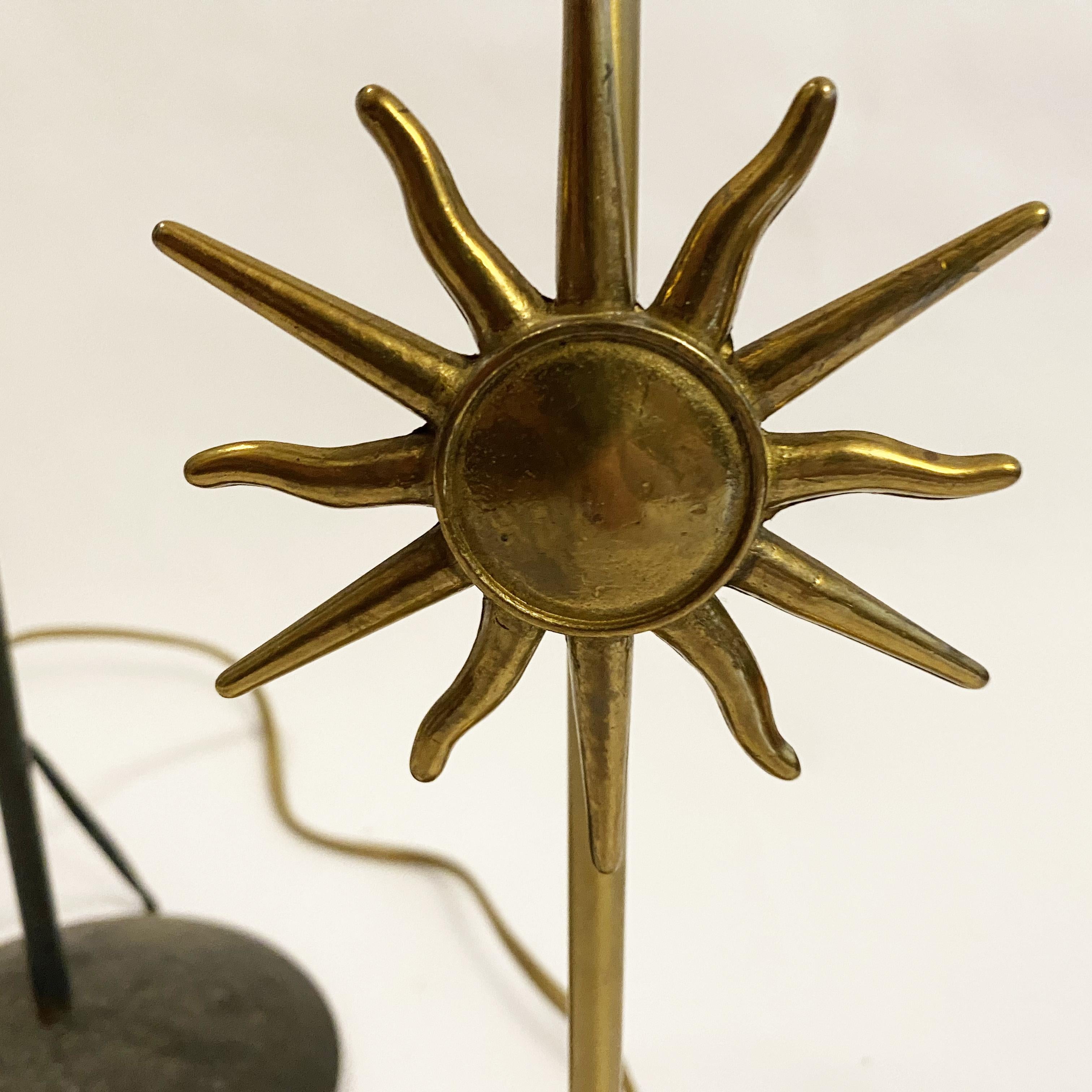 Sculptural Sun Brass Lamps in the Style of Fondica or Lucien Gau, France, 1990s 1