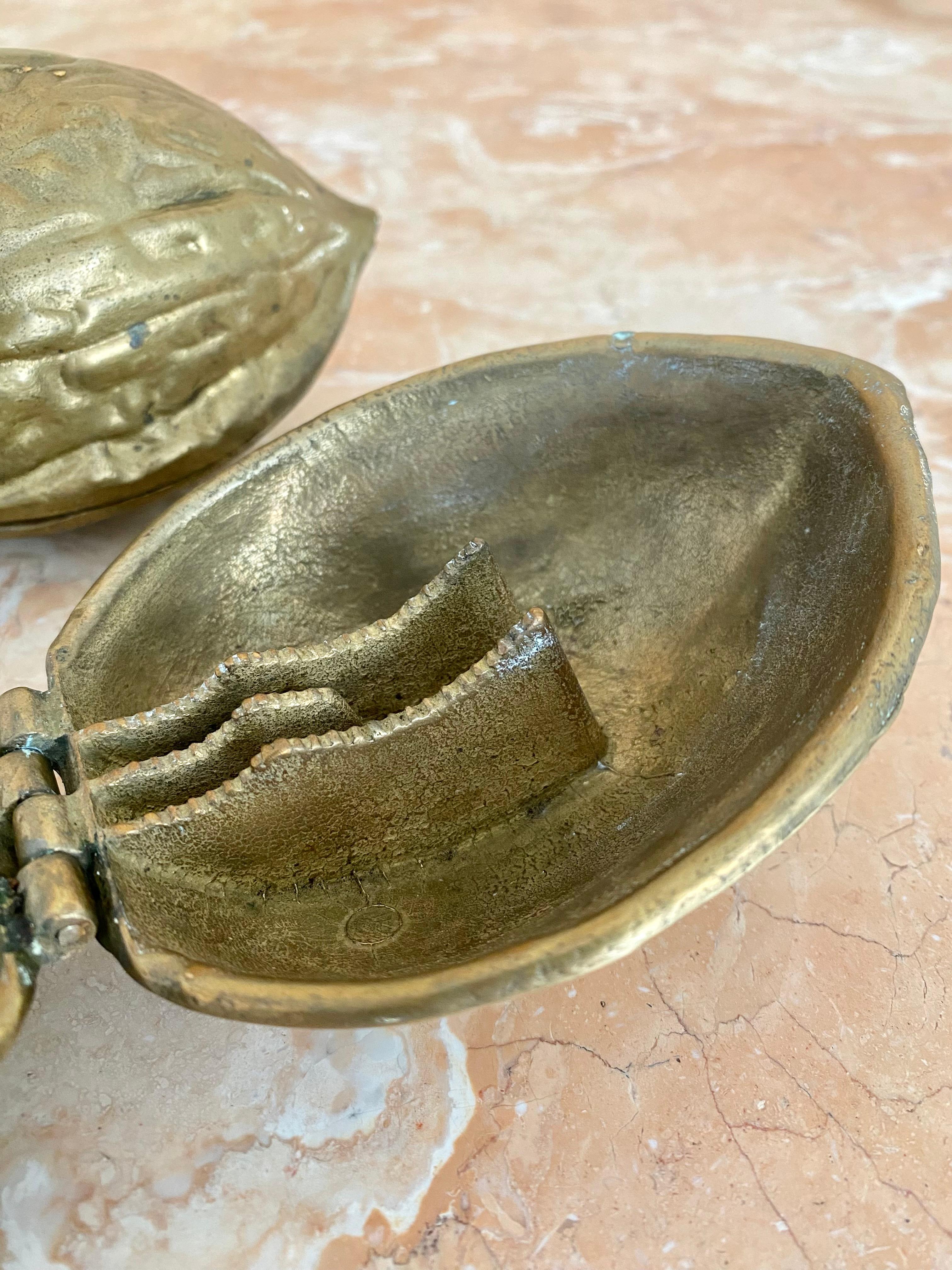 Sculptural Surrealist Cast Brass Walnut Nutcracker Paperweights, A Pair For Sale 7