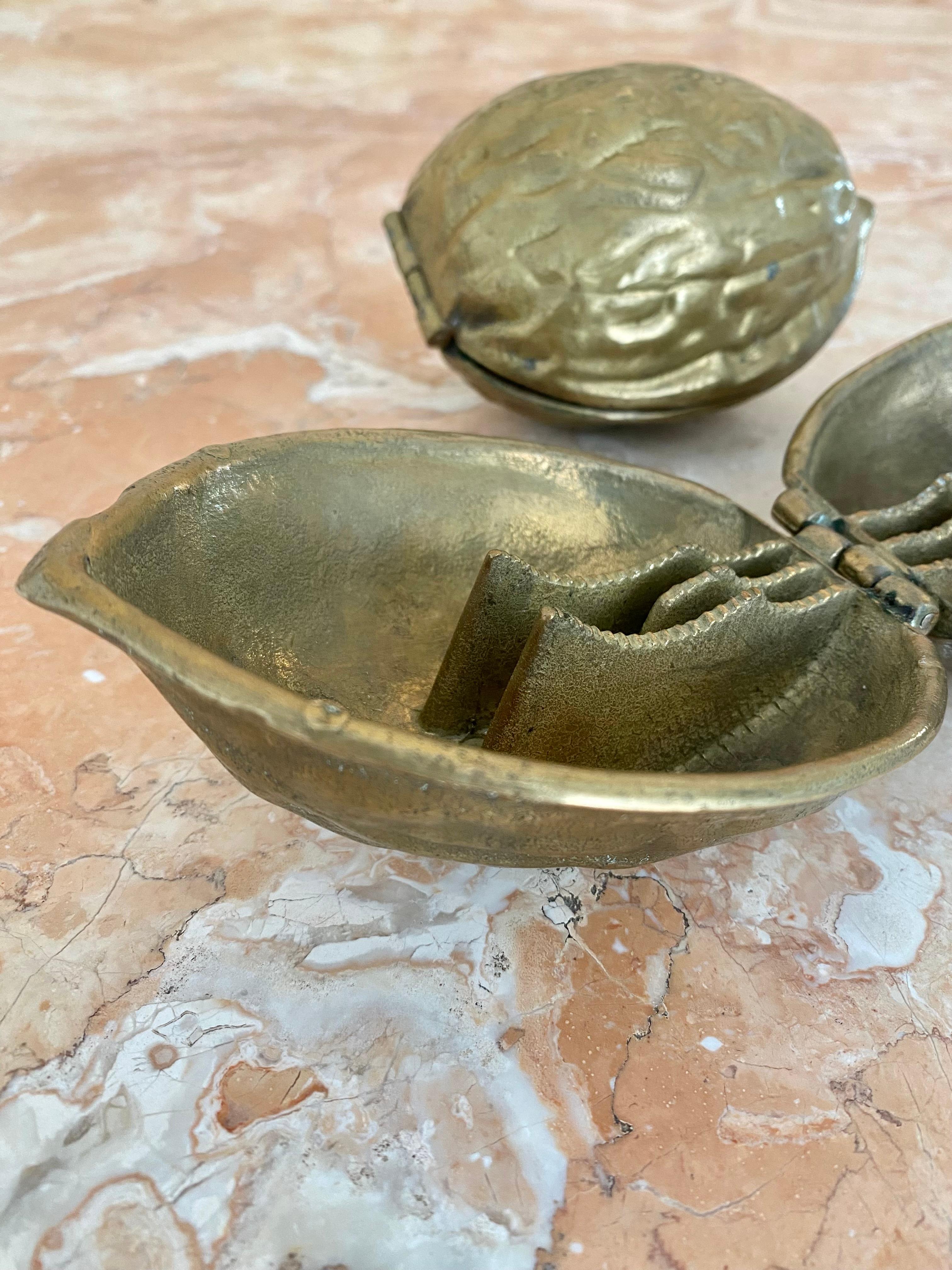 Sculptural Surrealist Cast Brass Walnut Nutcracker Paperweights, A Pair For Sale 8