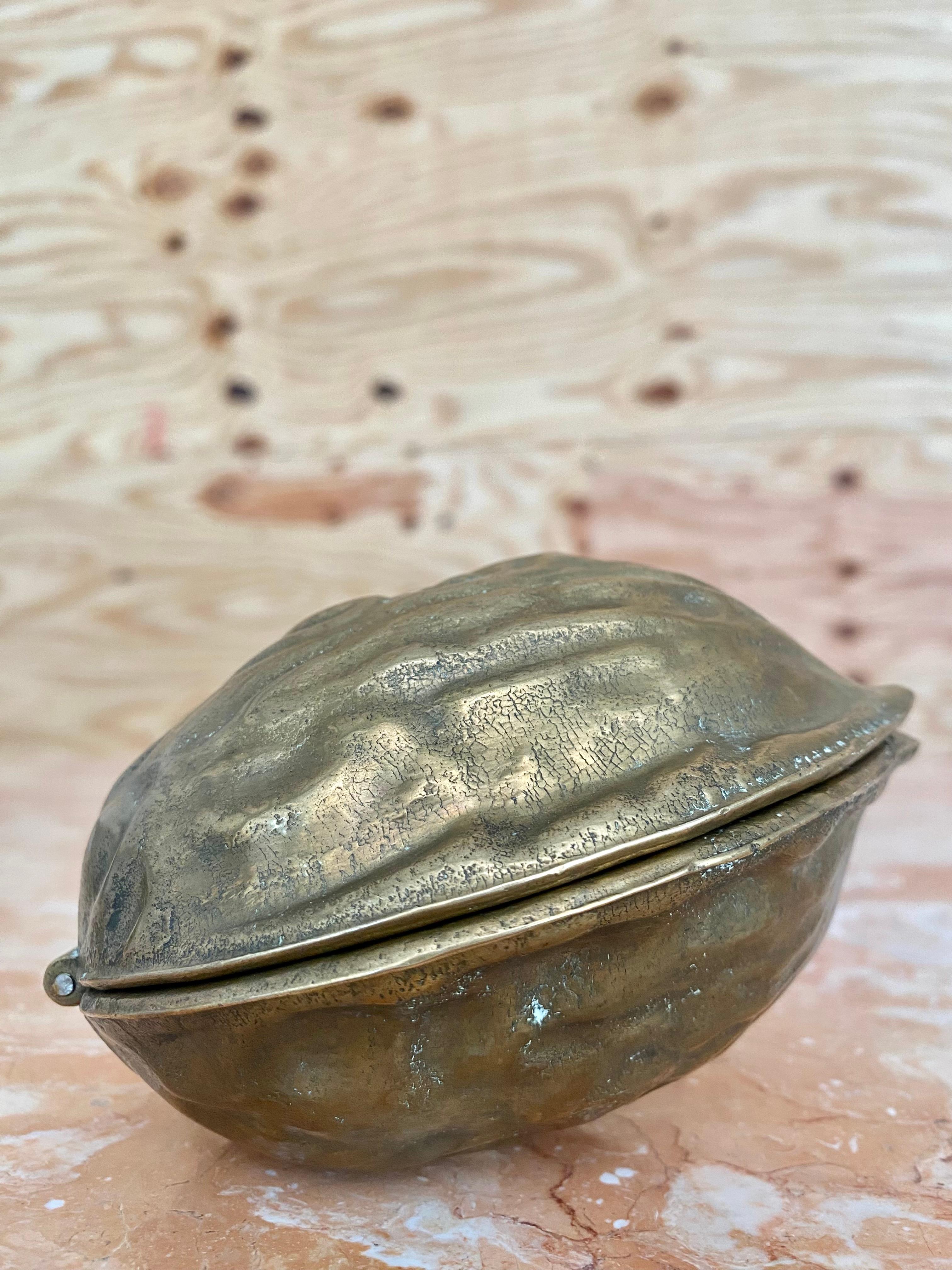 Sculptural Surrealist Cast Brass Walnut Nutcracker Paperweights, A Pair For Sale 12