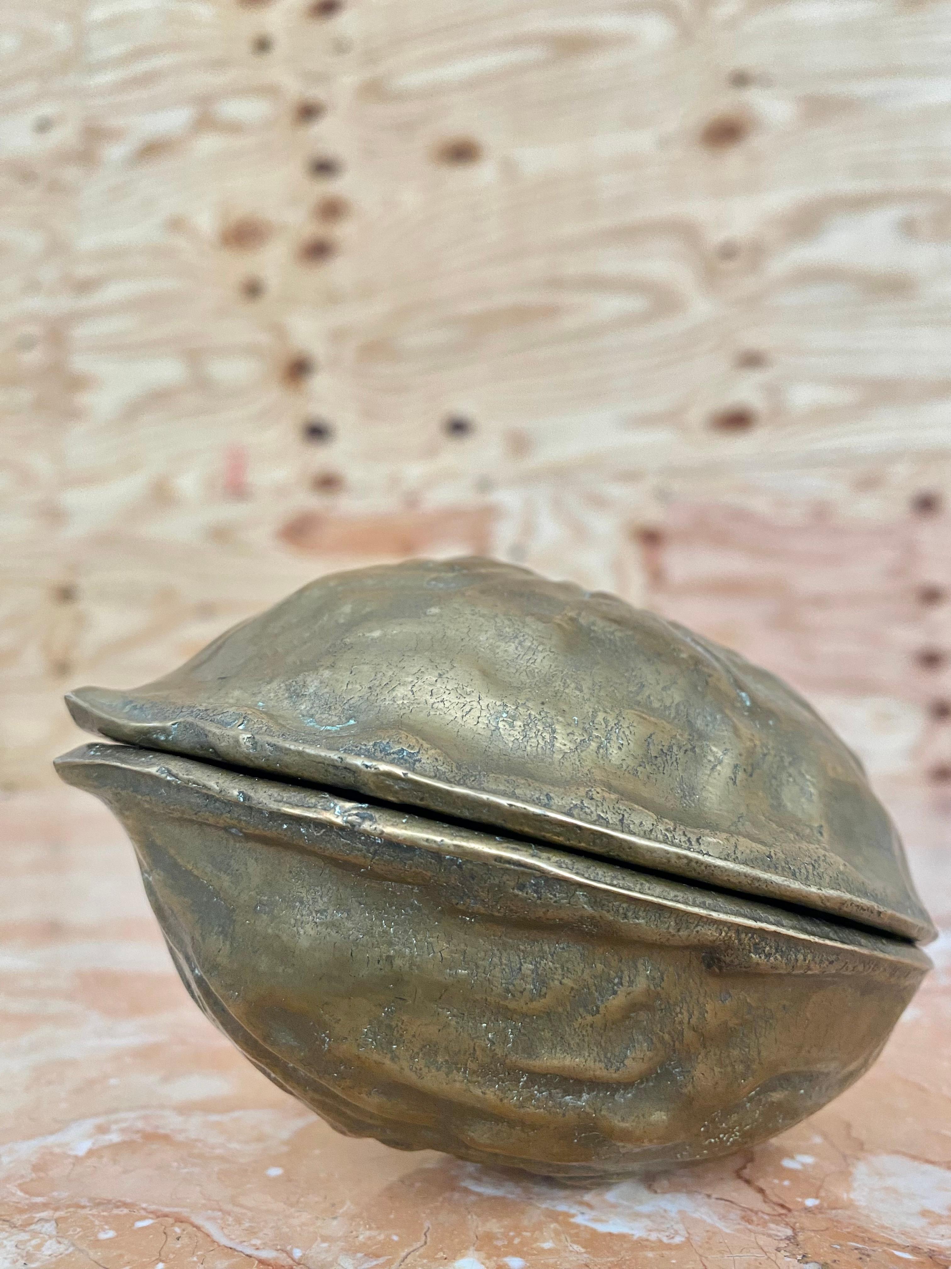 Sculptural Surrealist Cast Brass Walnut Nutcracker Paperweights, A Pair For Sale 13