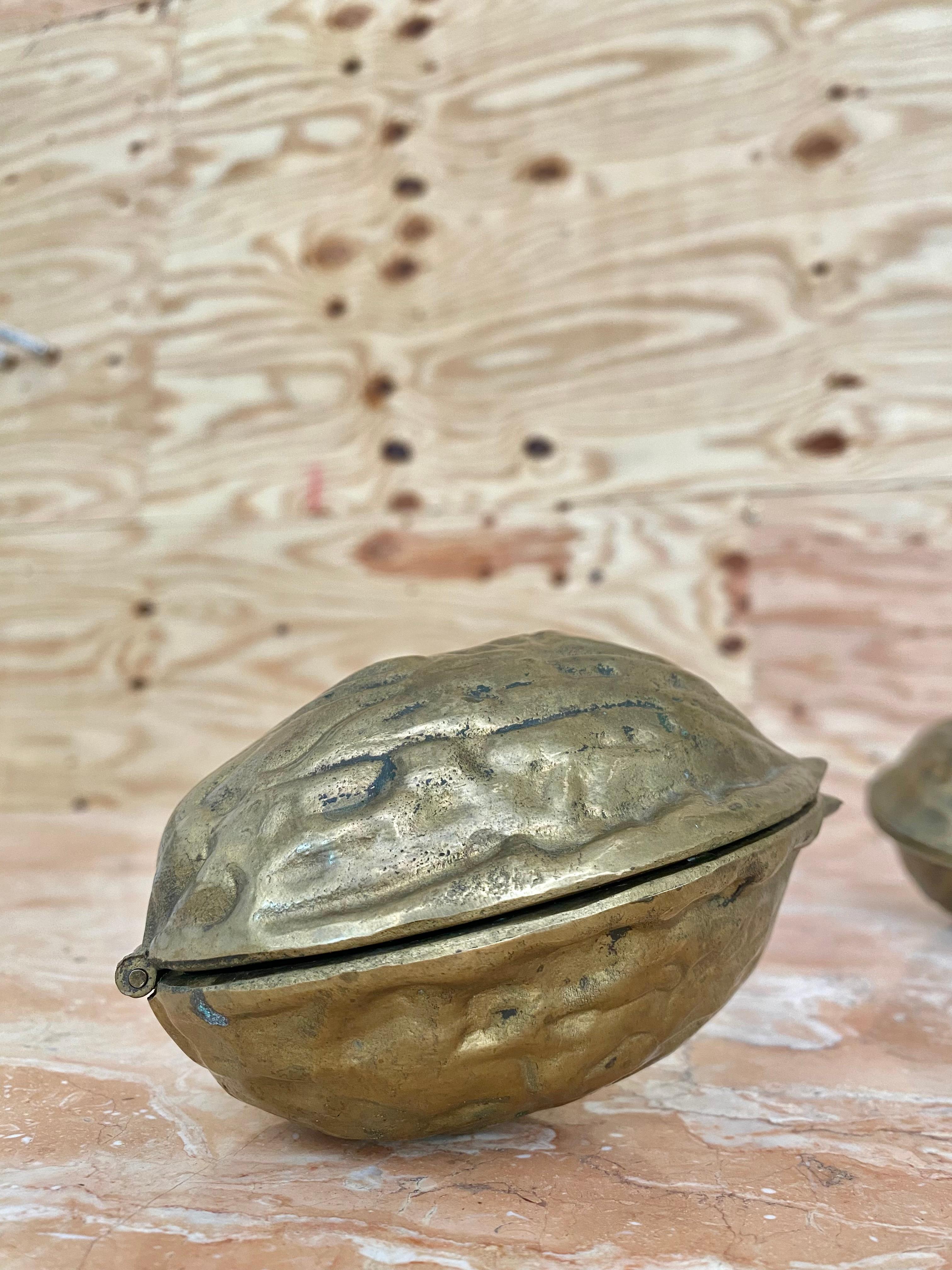 Sculptural Surrealist Cast Brass Walnut Nutcracker Paperweights, A Pair For Sale 1