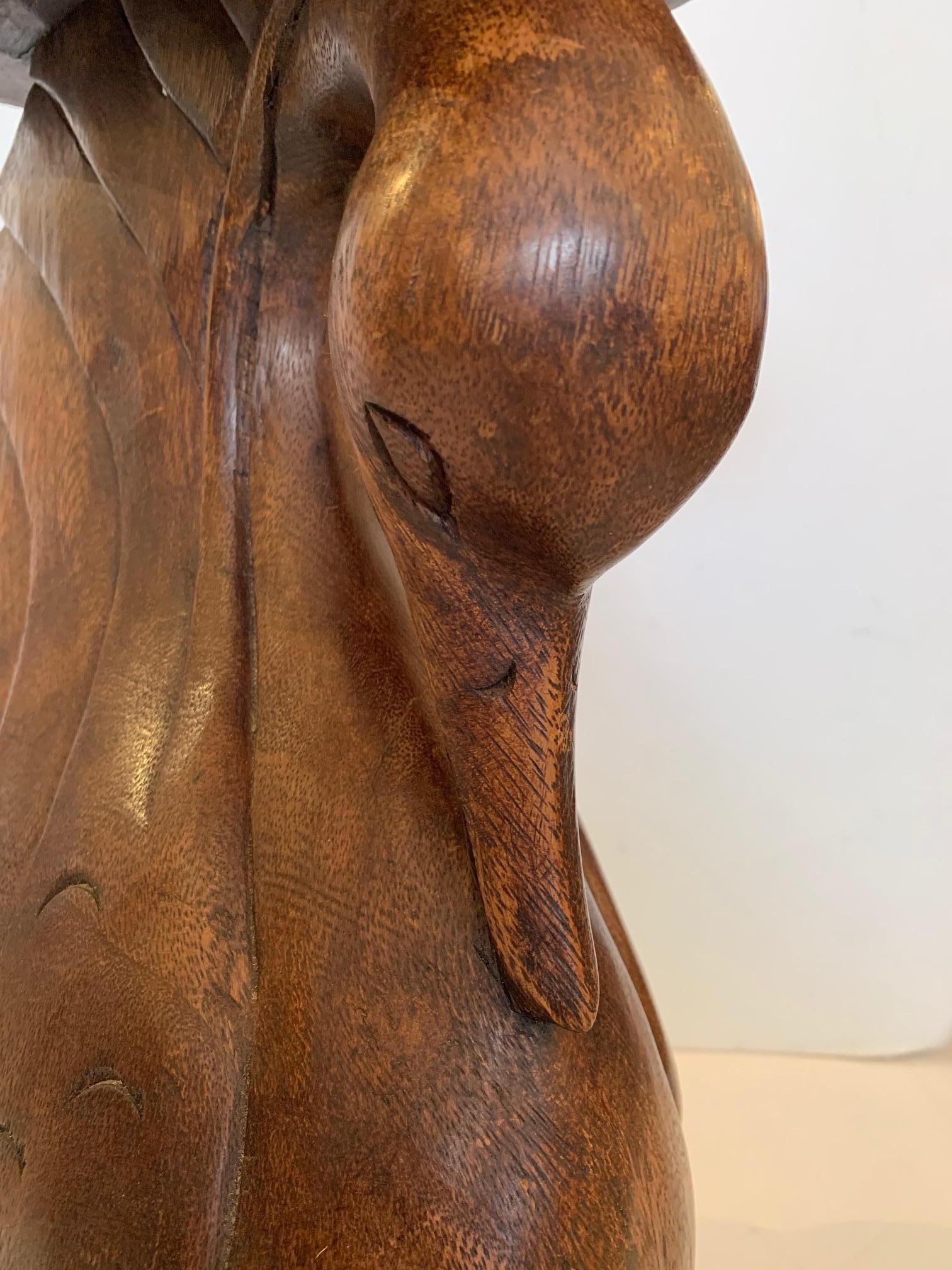 Sculptural Swan Motife Carved Wood End Table 1