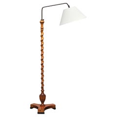 Sculptural Swedish Grace Floor Lamp in Birch and Brass, Lundling, Sweden, 1930s