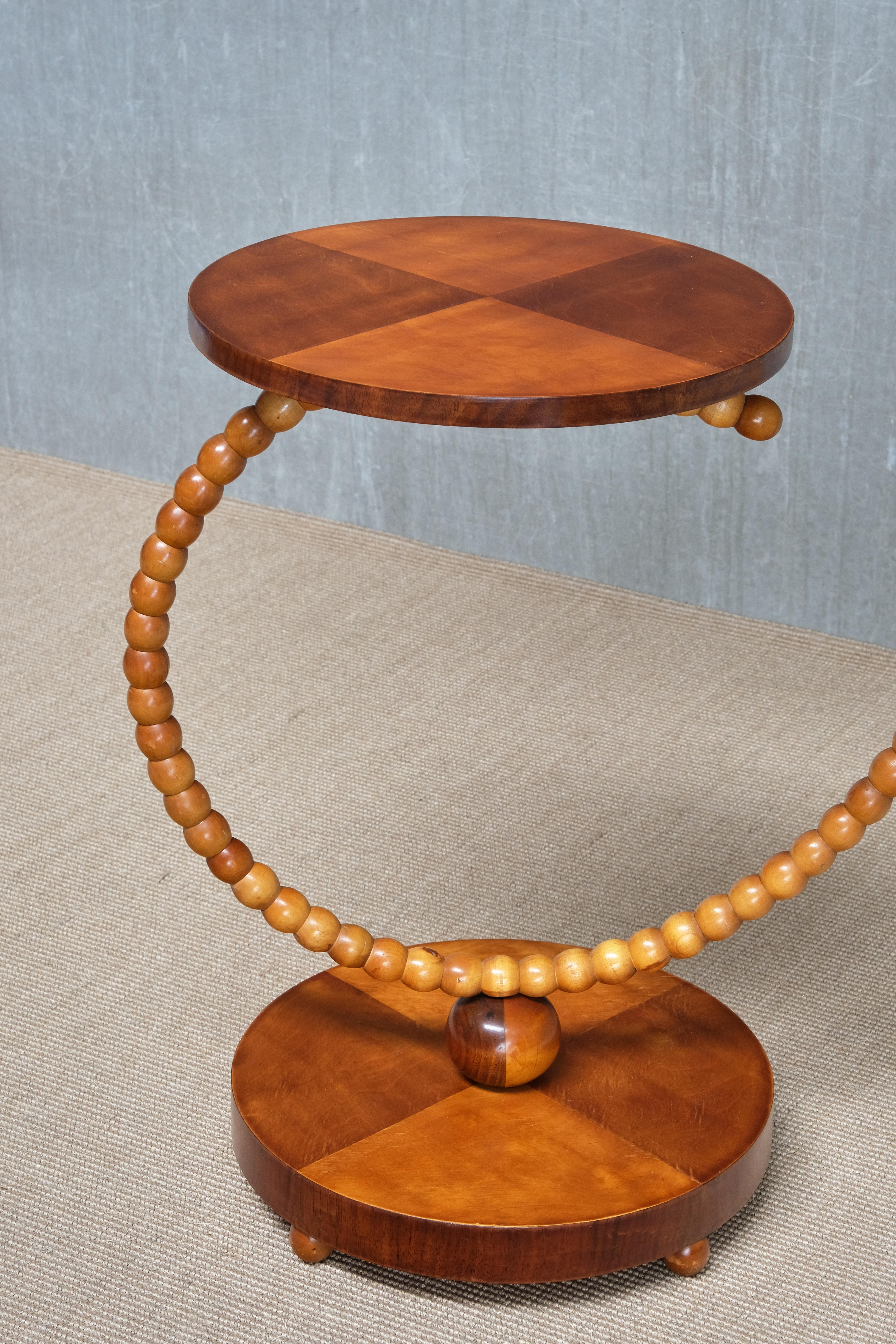 Sculptural Swedish Modern Floor Lamp with Table & Turned Orb Arm, Late 1930s For Sale 2