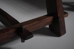 Sculptural Table and Benches in Stained Elm