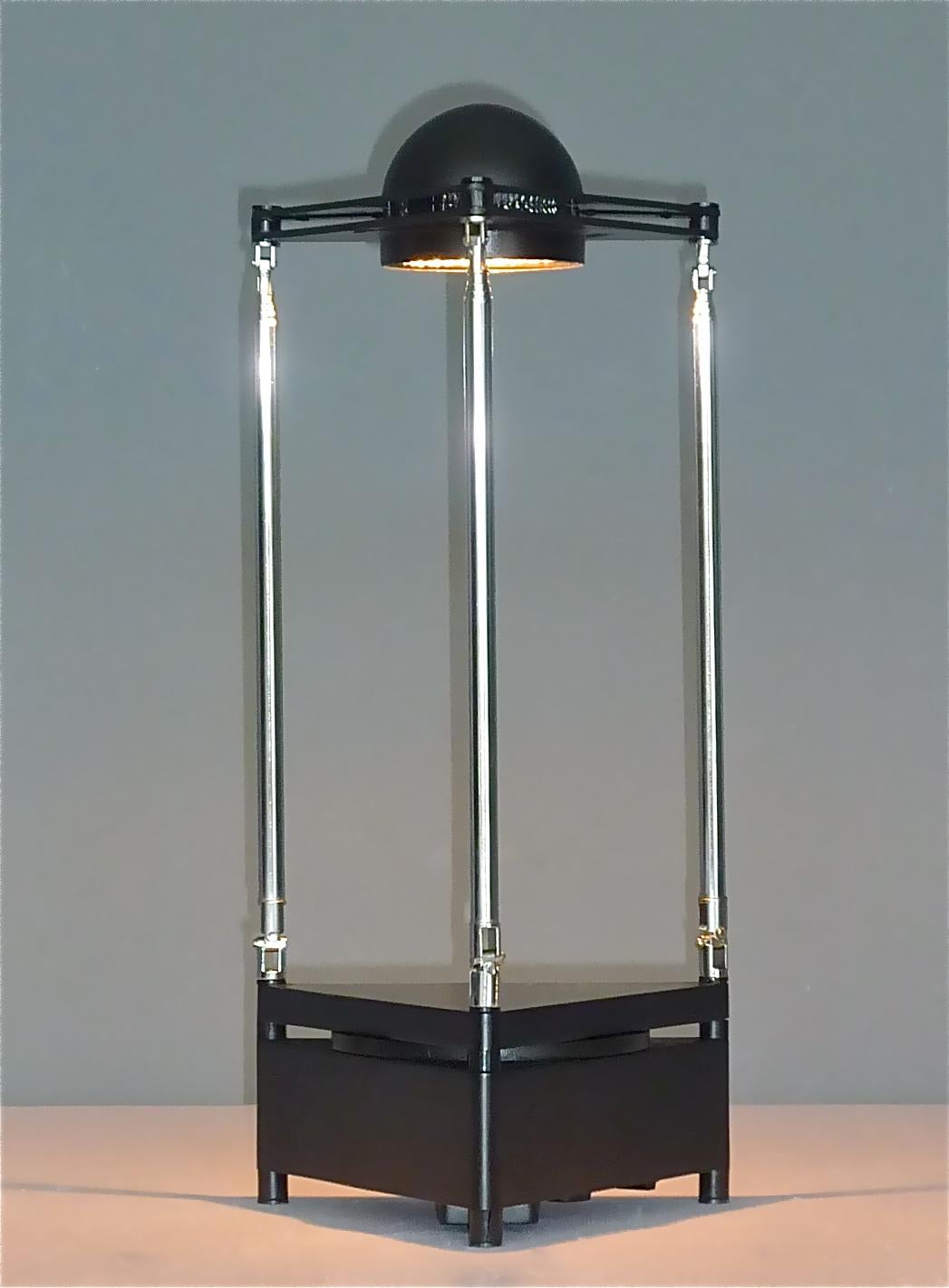 Sculptural Table Lamp by F.A. Porsche Lucitalia Chrome Metal Black Plastic 1980s For Sale 5