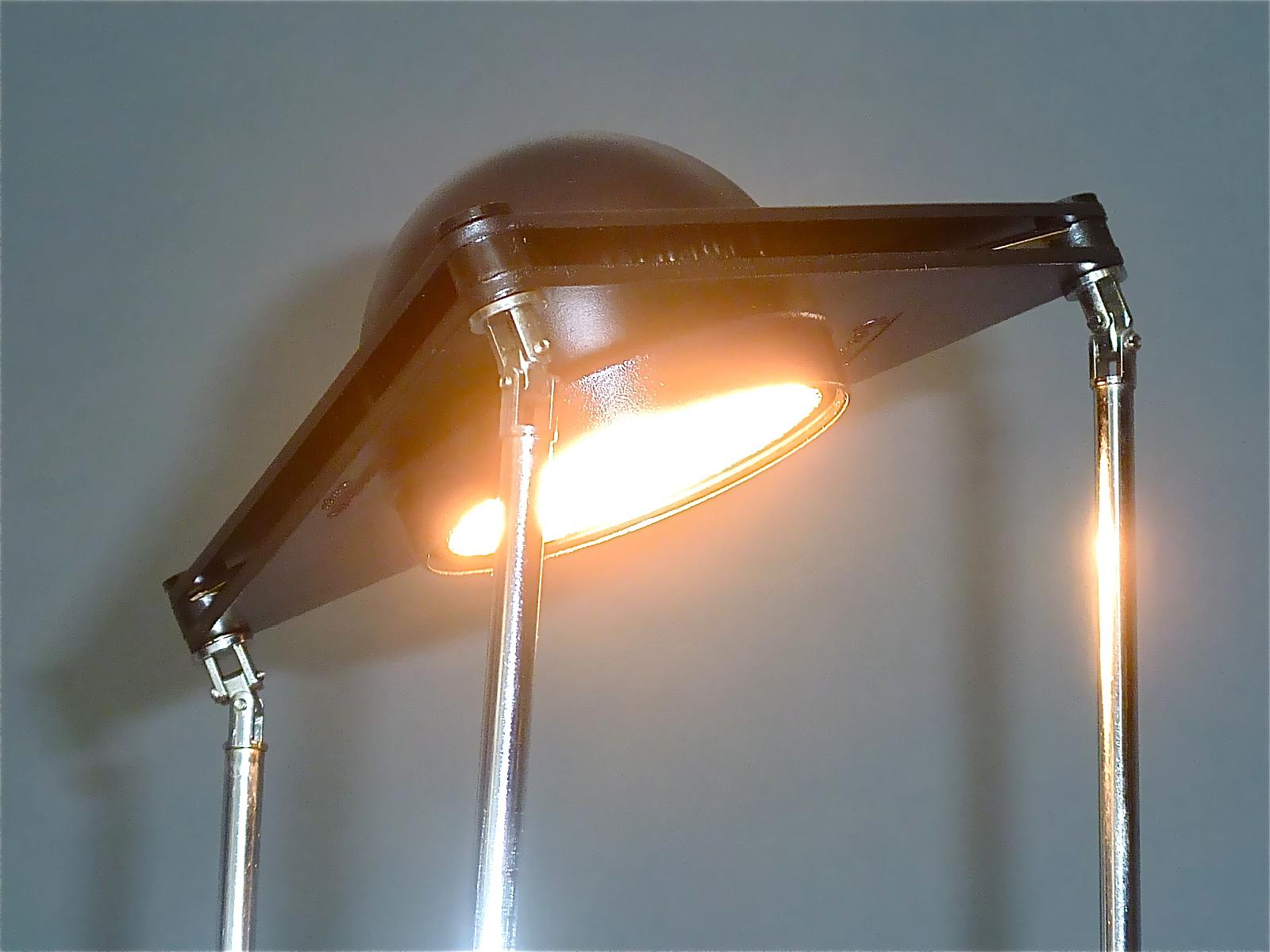 Late 20th Century Sculptural Table Lamp by F.A. Porsche Lucitalia Chrome Metal Black Plastic 1980s For Sale