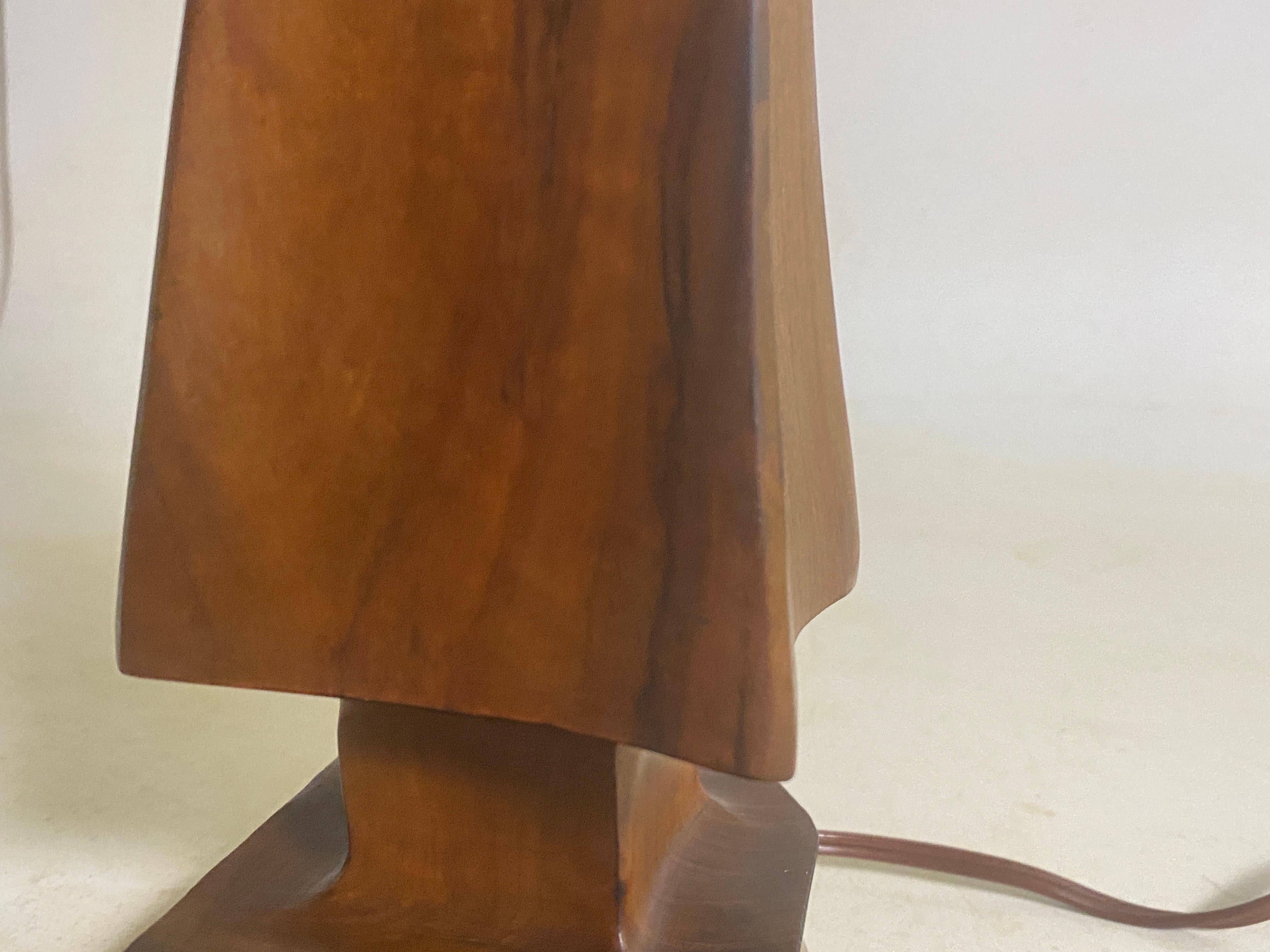 Sculptural Table Lamp Carved on in Olive Wood France 1950 For Sale 4