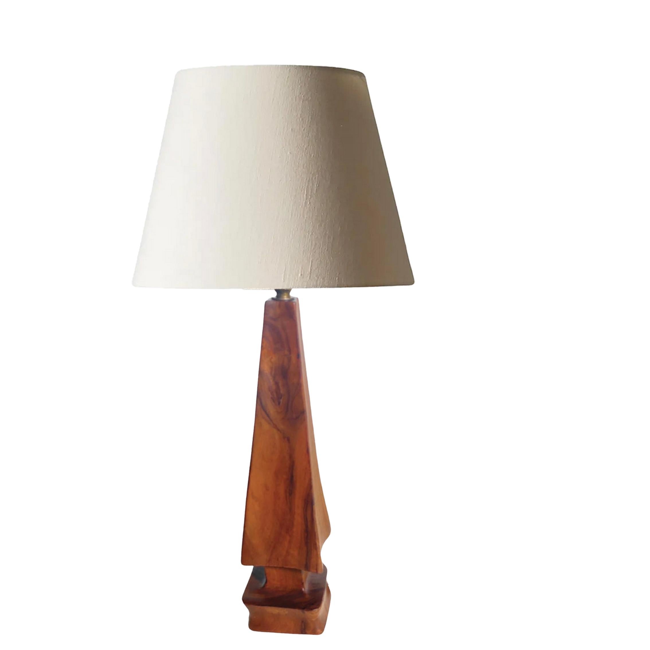 Sculptural Table Lamp Carved on in Olive Wood France 1950 For Sale 7