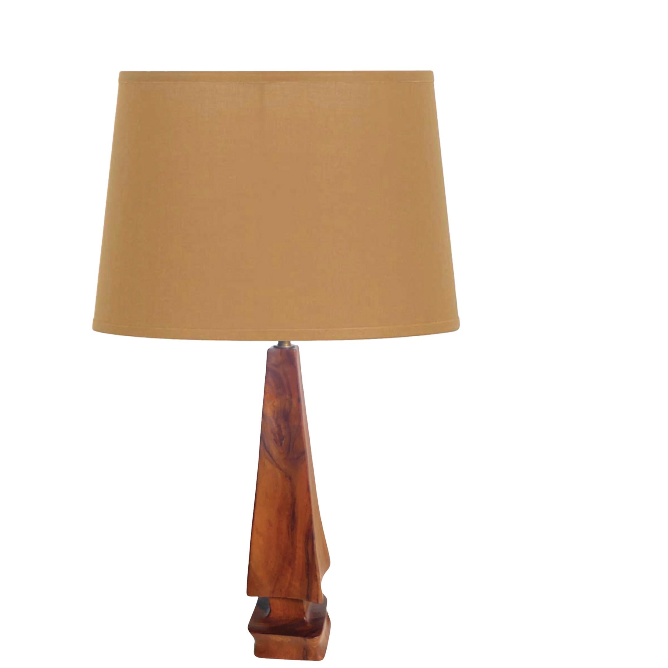 Sculptural Table Lamp Carved on in Olive Wood France 1950 For Sale 8
