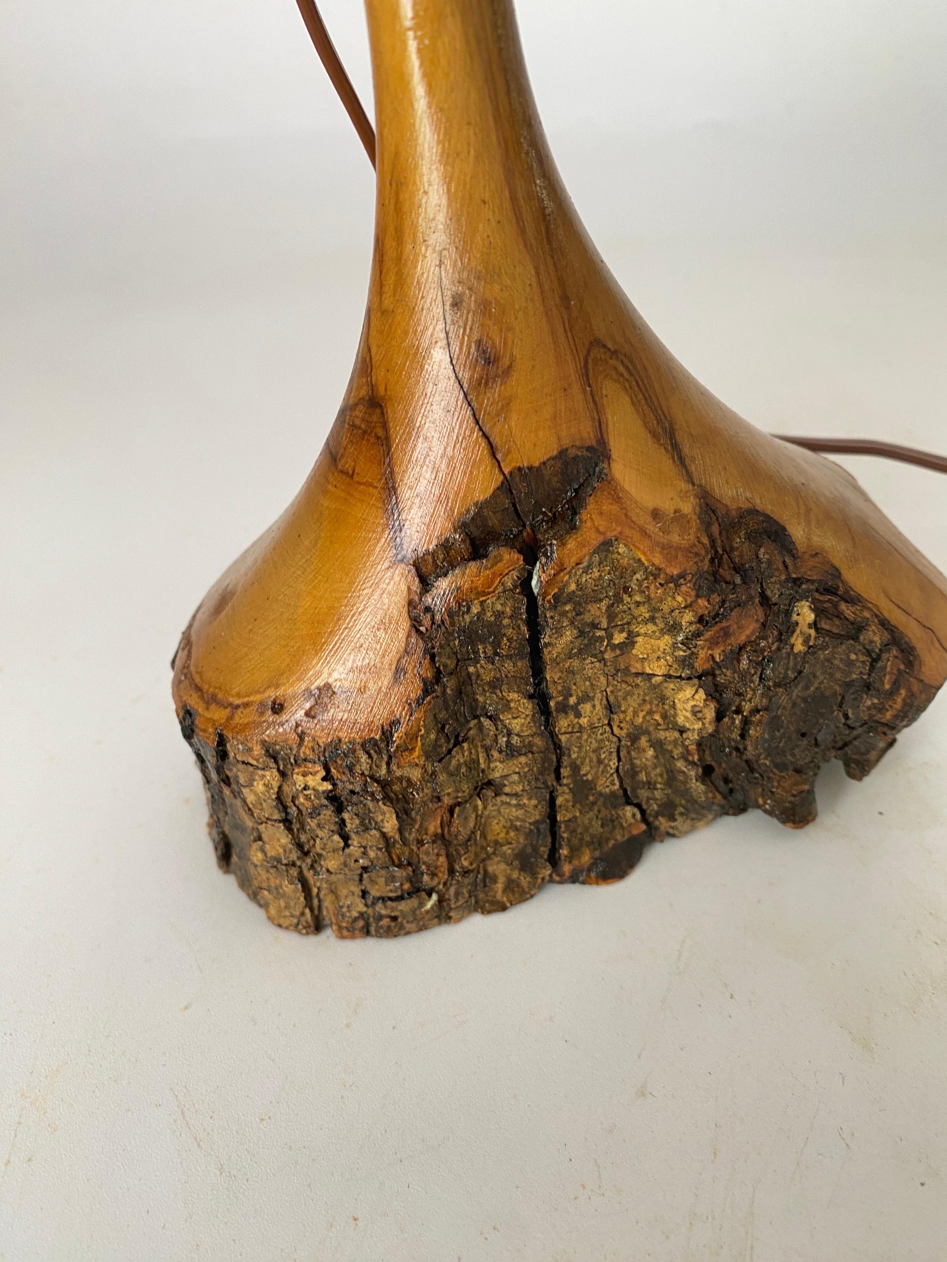 Sculptural Table Lamp Carved on in Olive Wood France 1950 For Sale 1