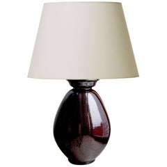 Sculptural Table Lamp in Deep Shimmering Aubergine-Brown Glaze by Kähler Keramik