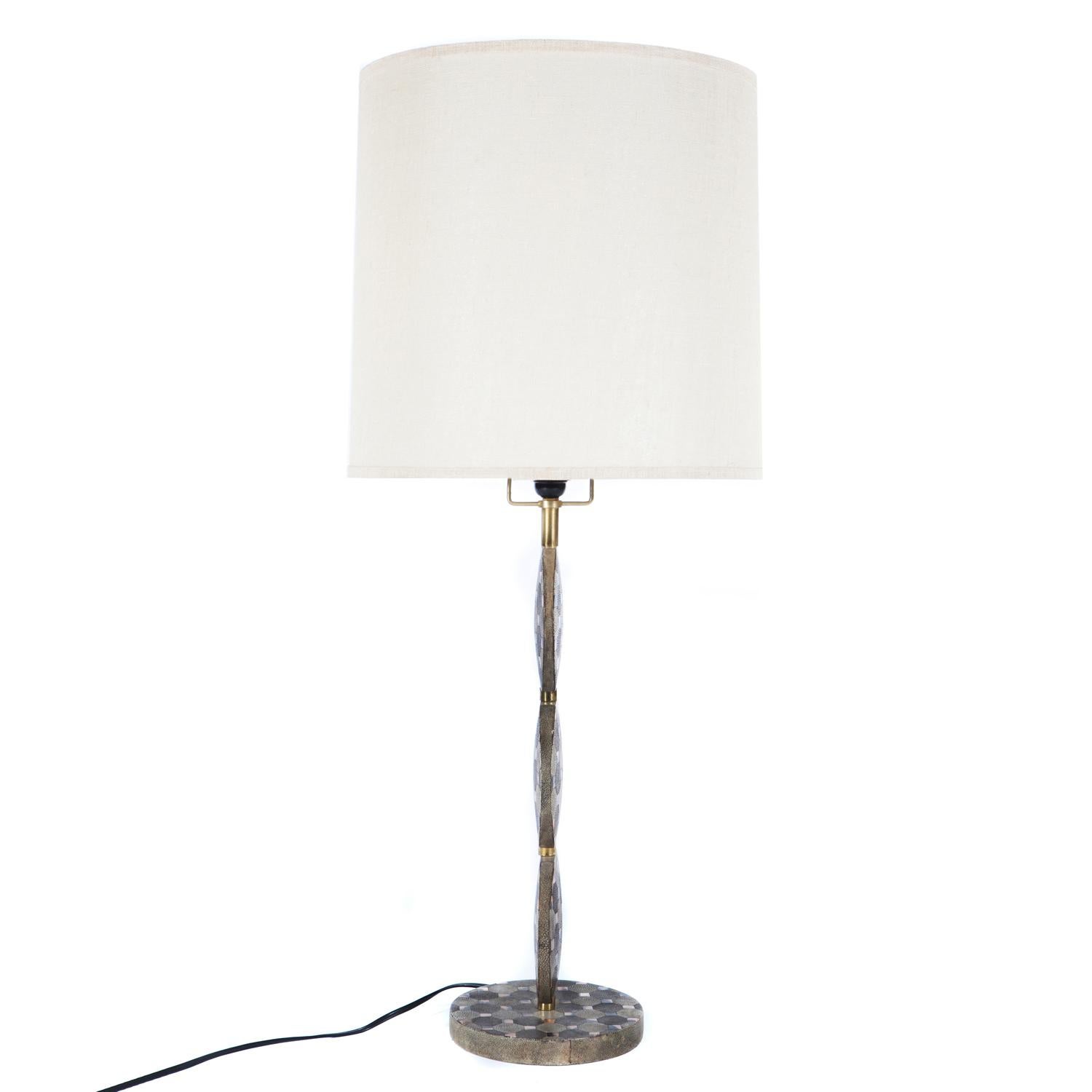 Modern Sculptural Table Lamp in Shagreen and Horn with Brass Fittings, 1980s For Sale