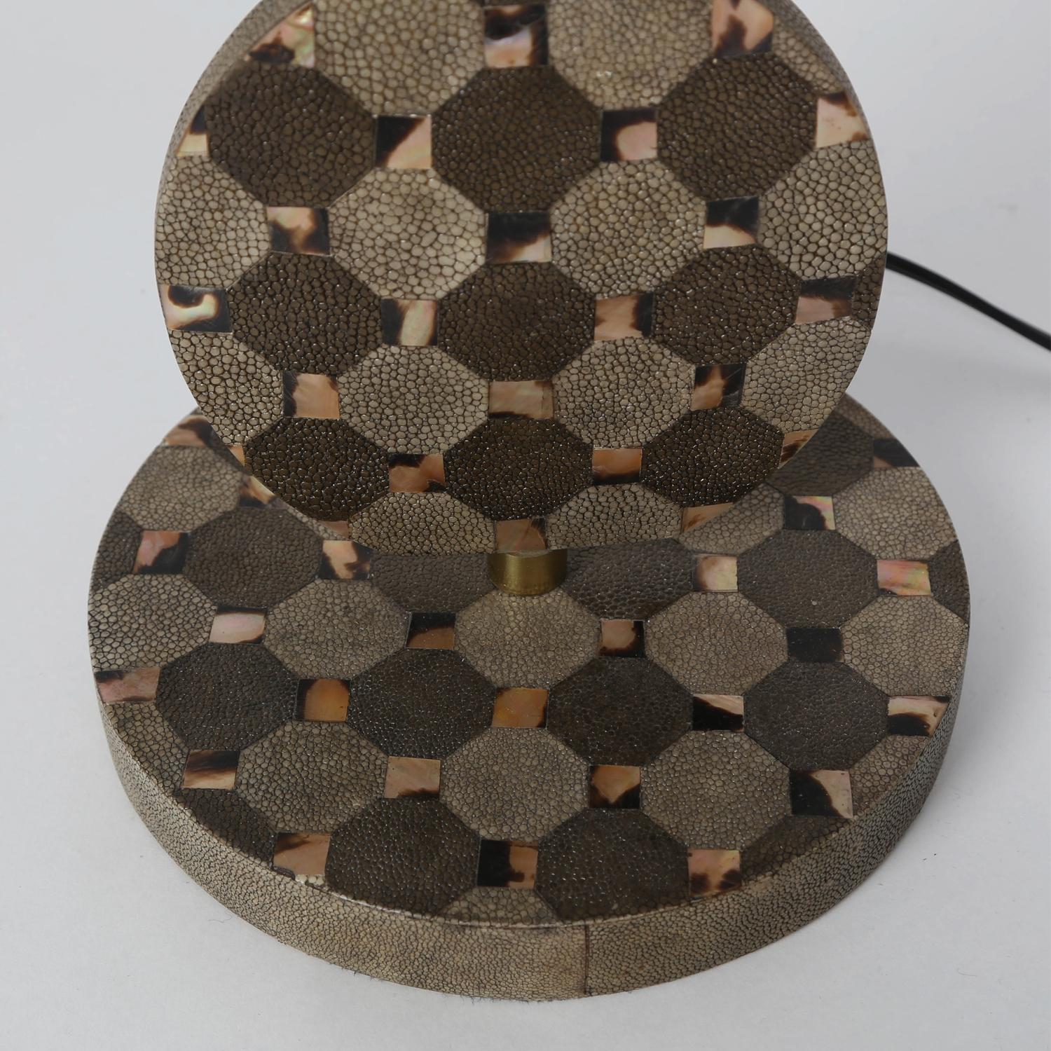 Sculptural Table Lamp in Shagreen and Horn with Brass Fittings, 1980s In Excellent Condition For Sale In New York, NY