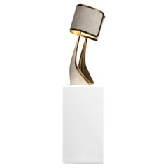 Sculptural Table Lamp in Shagreen Inlay and Bronze-Patina Brass by Kifu Paris