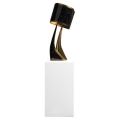 Sculptural Table Lamp in Shell Inlay and Bronze-Patina Brass by Kifu Paris