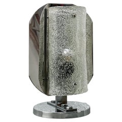 Lampada da tavolo scultorea in acciaio e vetro, design Mid-Century da collezione