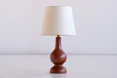 Lampe de bureau sculpturale en bois de teck et abat-jour tambour ivoire, Danemark, années 1960