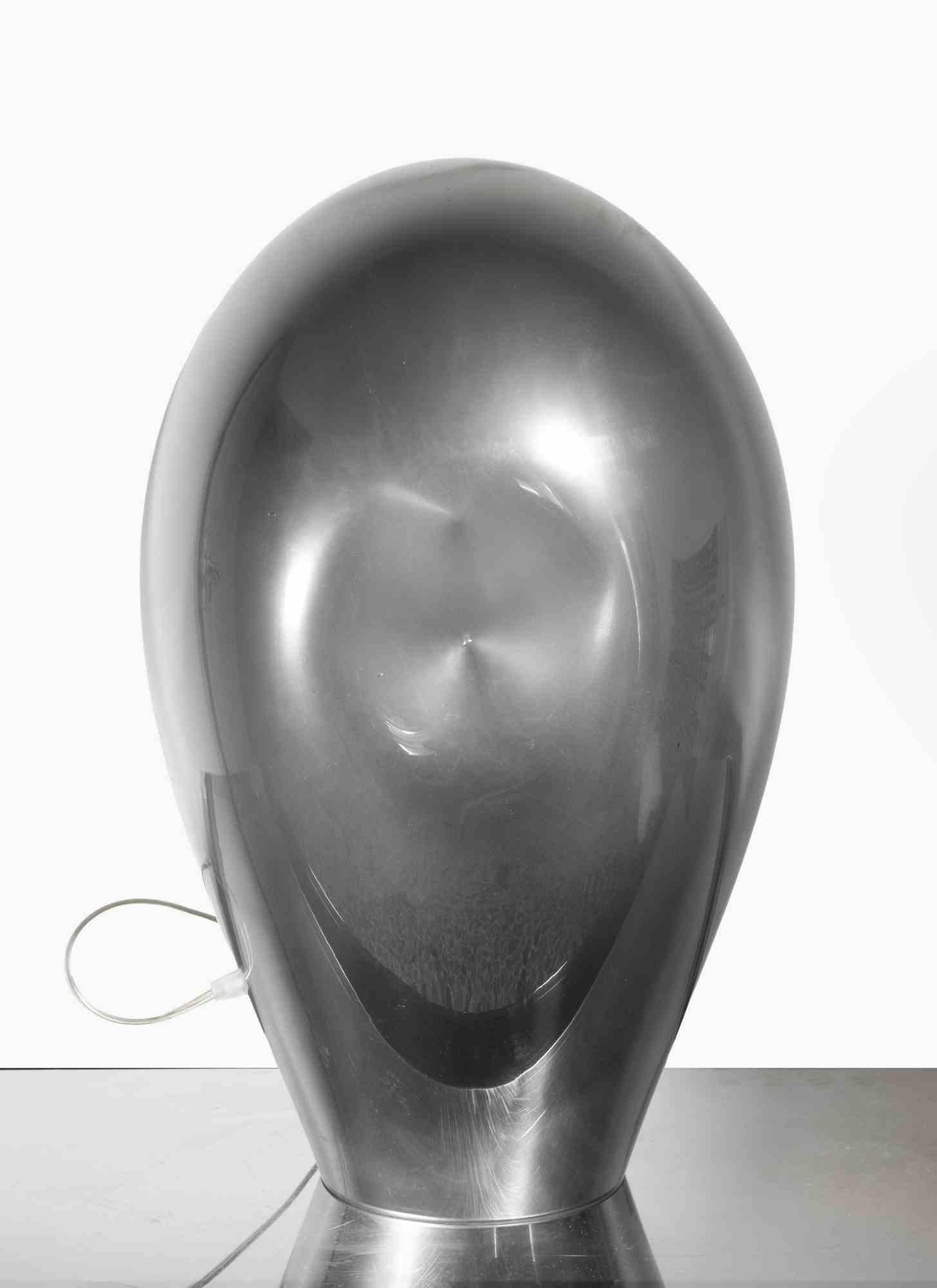 Skulpturale Tischlampe aus Murano-Silberglas, 1970er Jahre (Italienisch) im Angebot