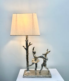 Lámpara escultura de liebre y bailarina de ballet