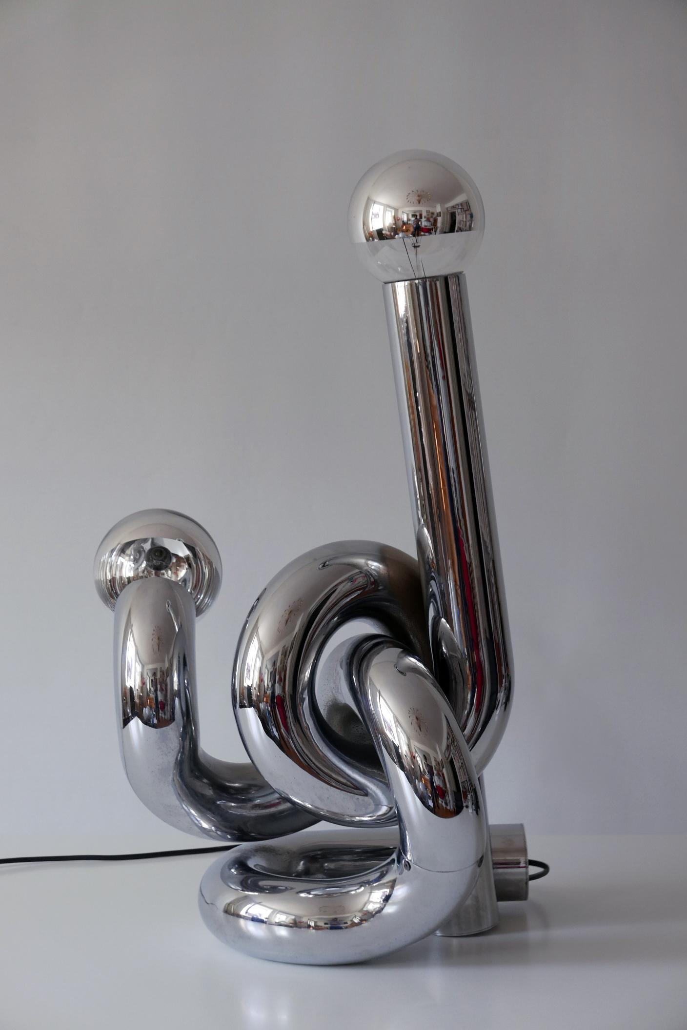 Chrome Sculptural Table Lamp or Floor Light 'Bruco' by Giovanni Banci, 1960s, Italy For Sale