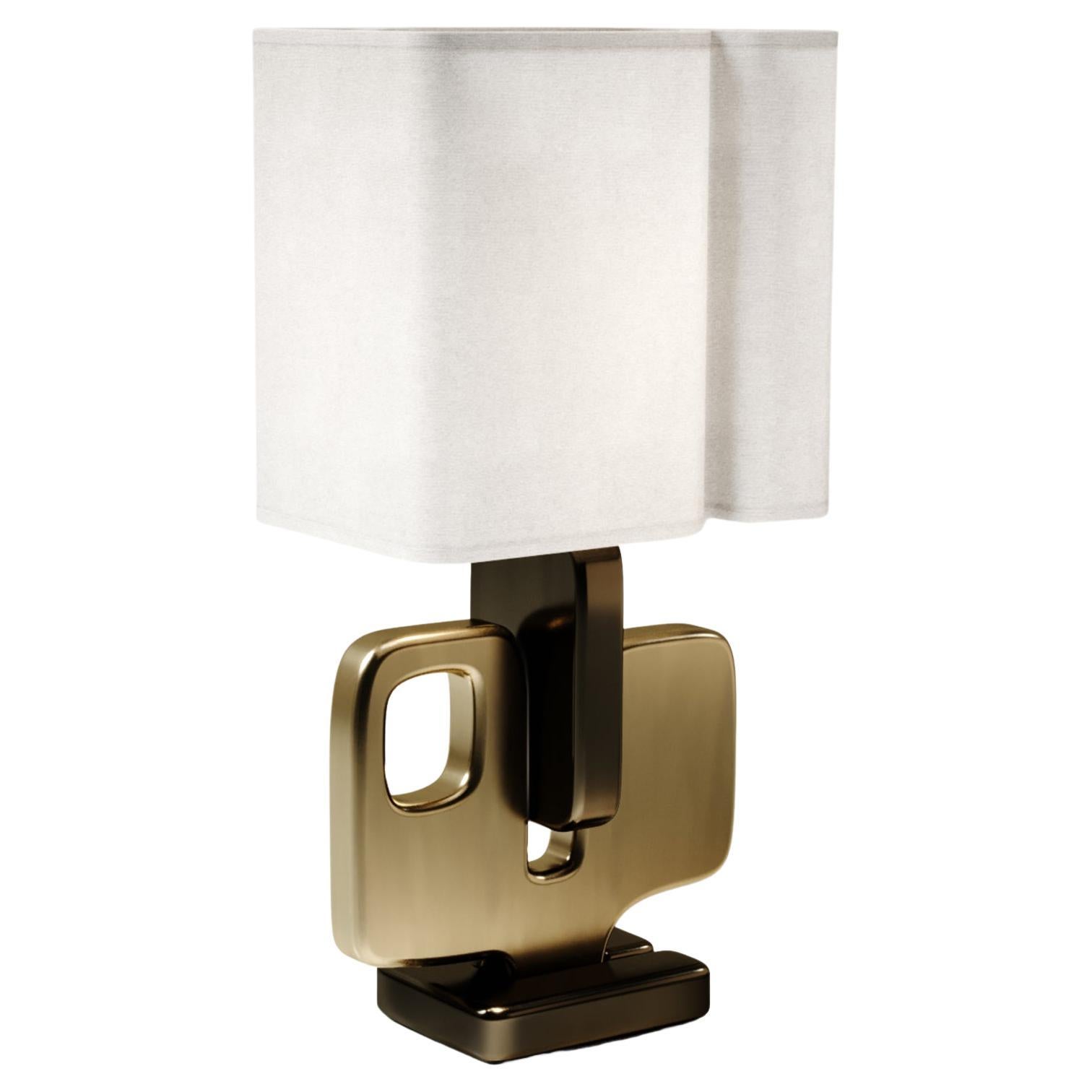 Sculptural Table Lamp with Bronze Patina Brass Details by Kifu Paris For Sale