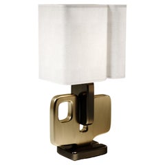 Sculptural Table Lamp with Bronze Patina Brass Details by Kifu Paris