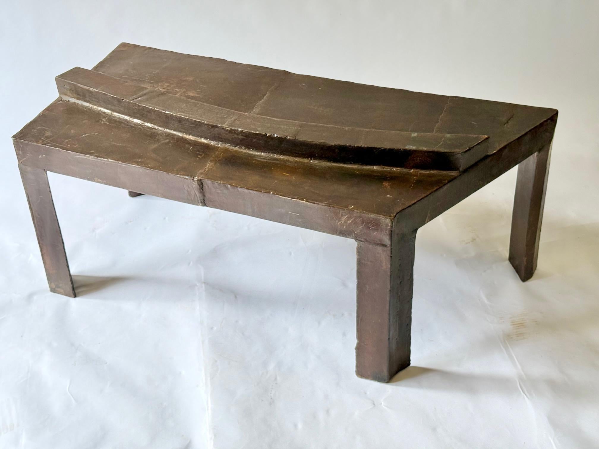 Sculptural Table With Pieced and Welded Steel. Waxed Finish.  David Hacker For Sale 5