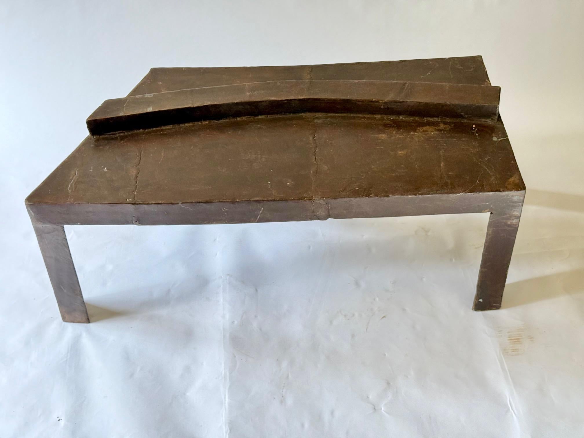 American Sculptural Table With Pieced and Welded Steel. Waxed Finish.  David Hacker For Sale