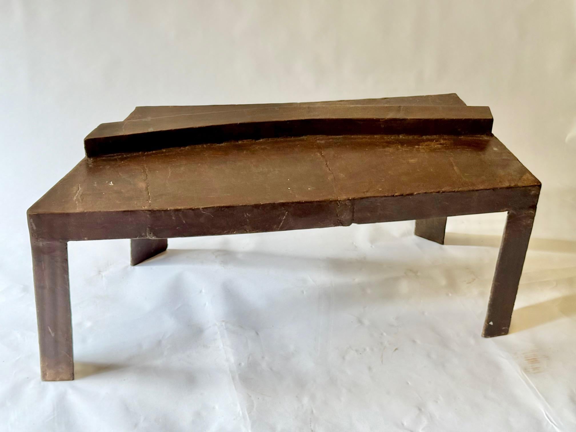 Sculptural Table With Pieced and Welded Steel. Waxed Finish.  David Hacker In Excellent Condition For Sale In Sag Harbor, NY