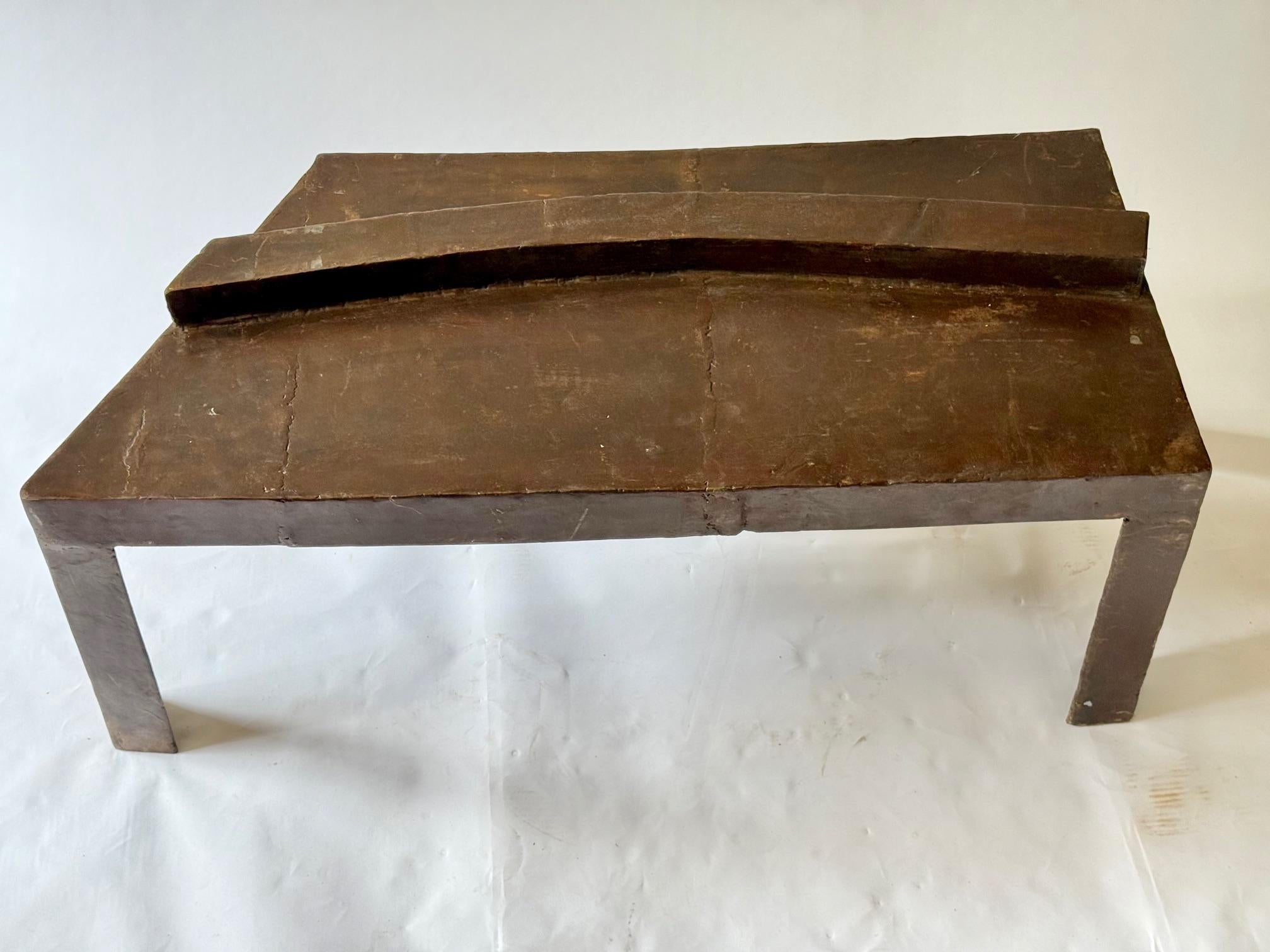 Late 20th Century Sculptural Table With Pieced and Welded Steel. Waxed Finish.  David Hacker For Sale