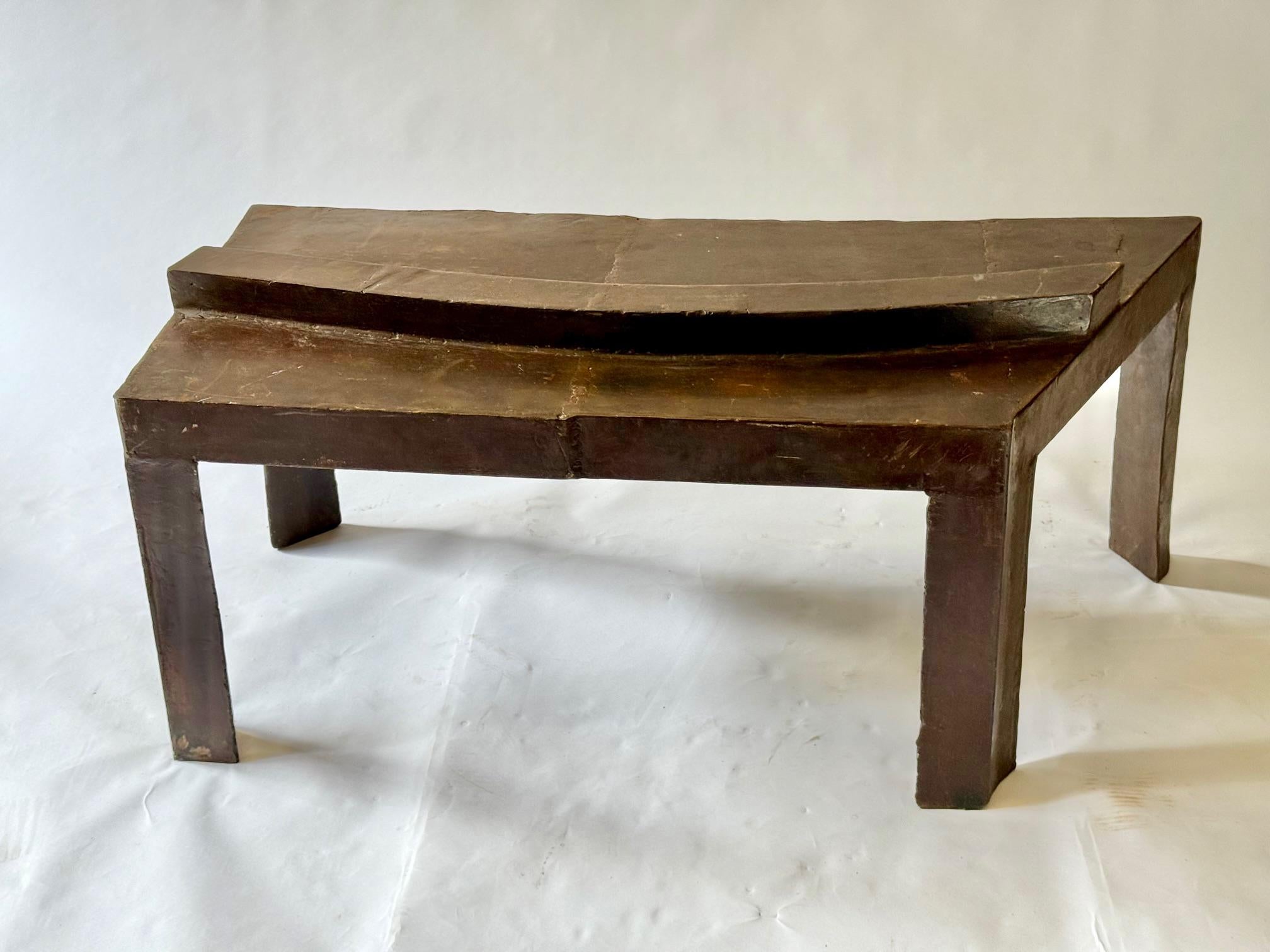 Sculptural Table With Pieced and Welded Steel. Waxed Finish.  David Hacker For Sale 2