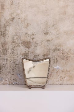 Sculptural tabletop mirror in carved wood, by Giovanni Gariboldi, Italy, 1940s.