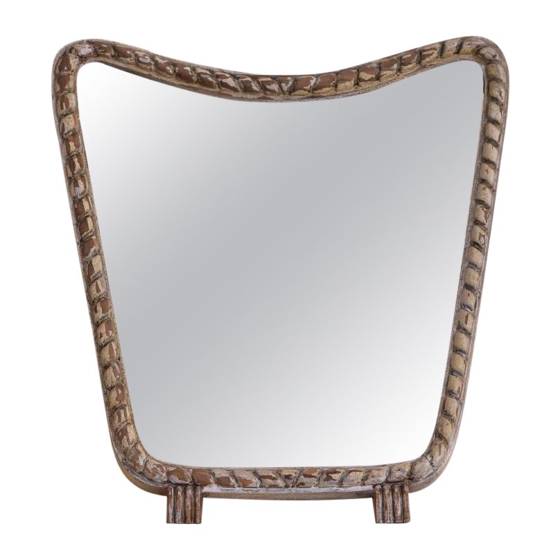 Miroir de table sculptural en bois sculpté, par Giovanni Gariboldi, Italie, années 1940.