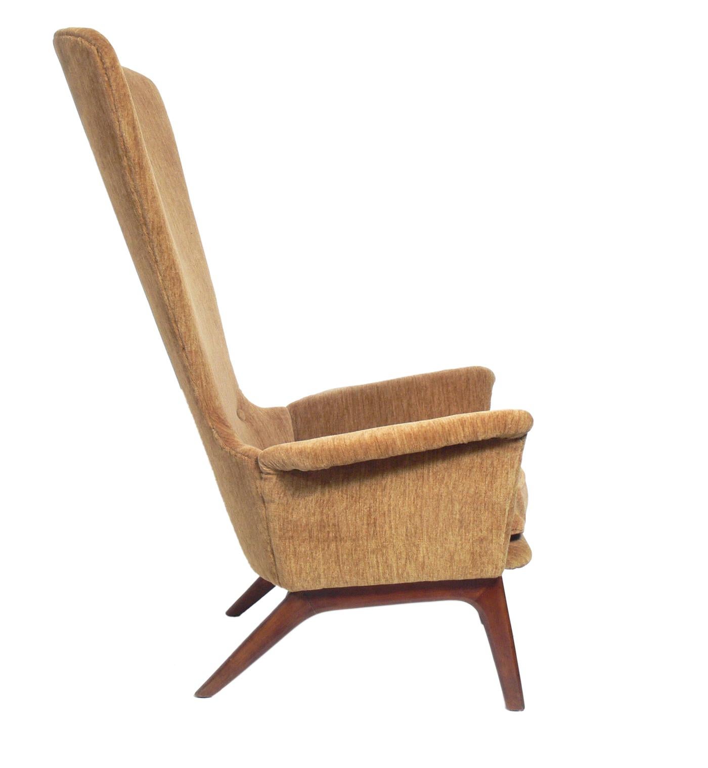 Mid-Century Modern Sculptural Tall Back Lounge Chair by Adrian Pearsall 