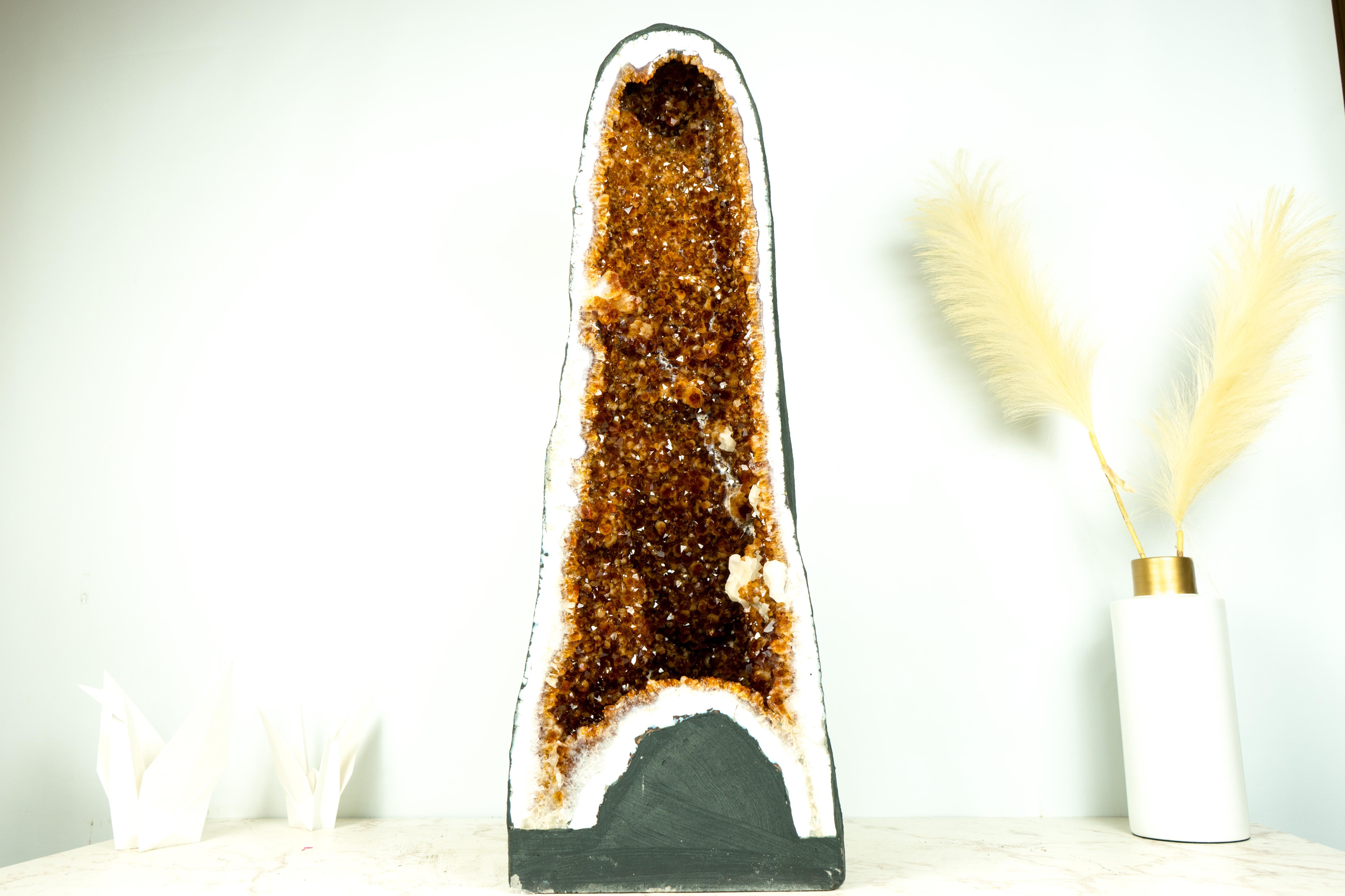 Sculptural Tall Citrine Geode Cathedral with High-Grade Madeira Citrine For Sale 4