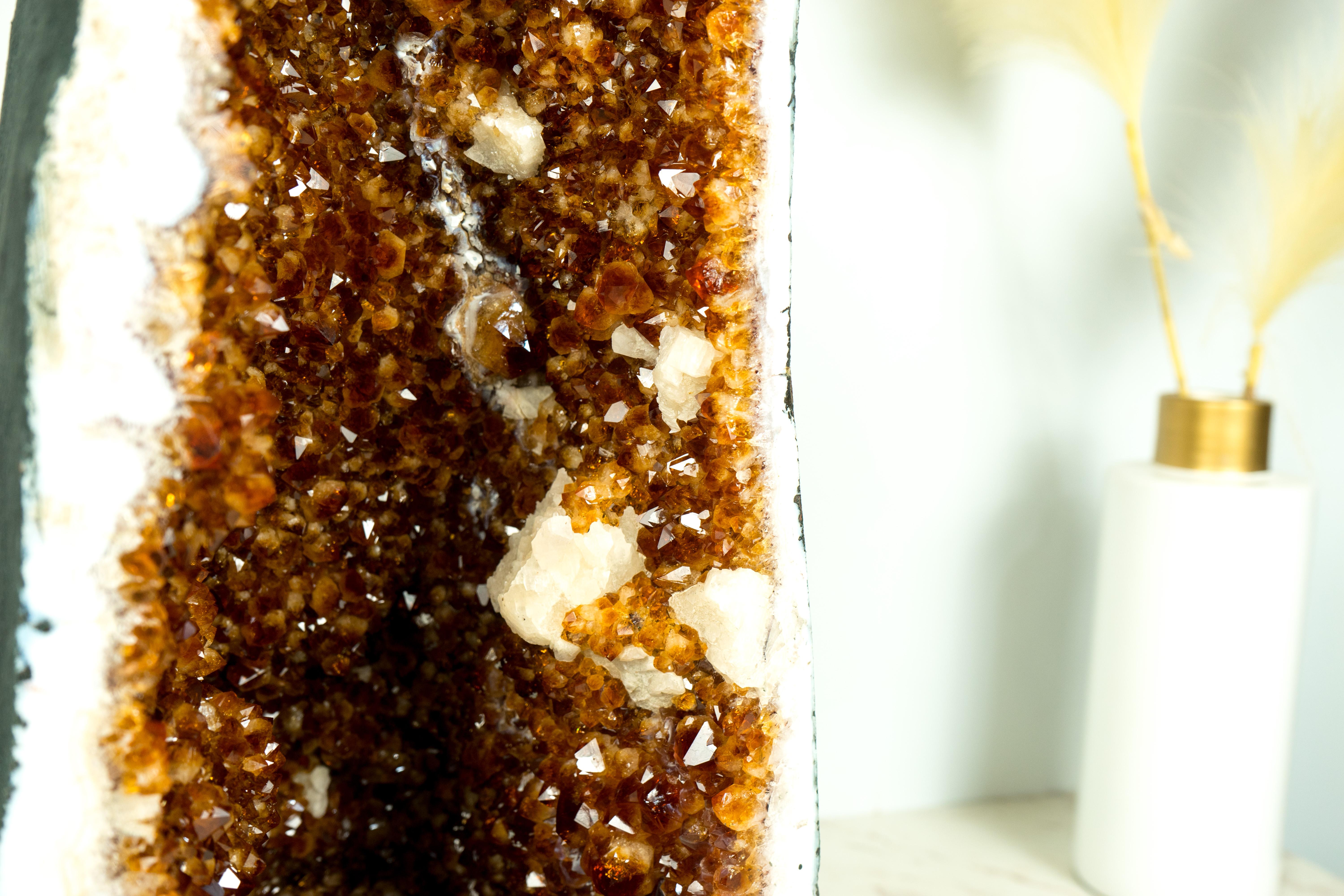 Contemporary Sculptural Tall Citrine Geode Cathedral with High-Grade Madeira Citrine For Sale