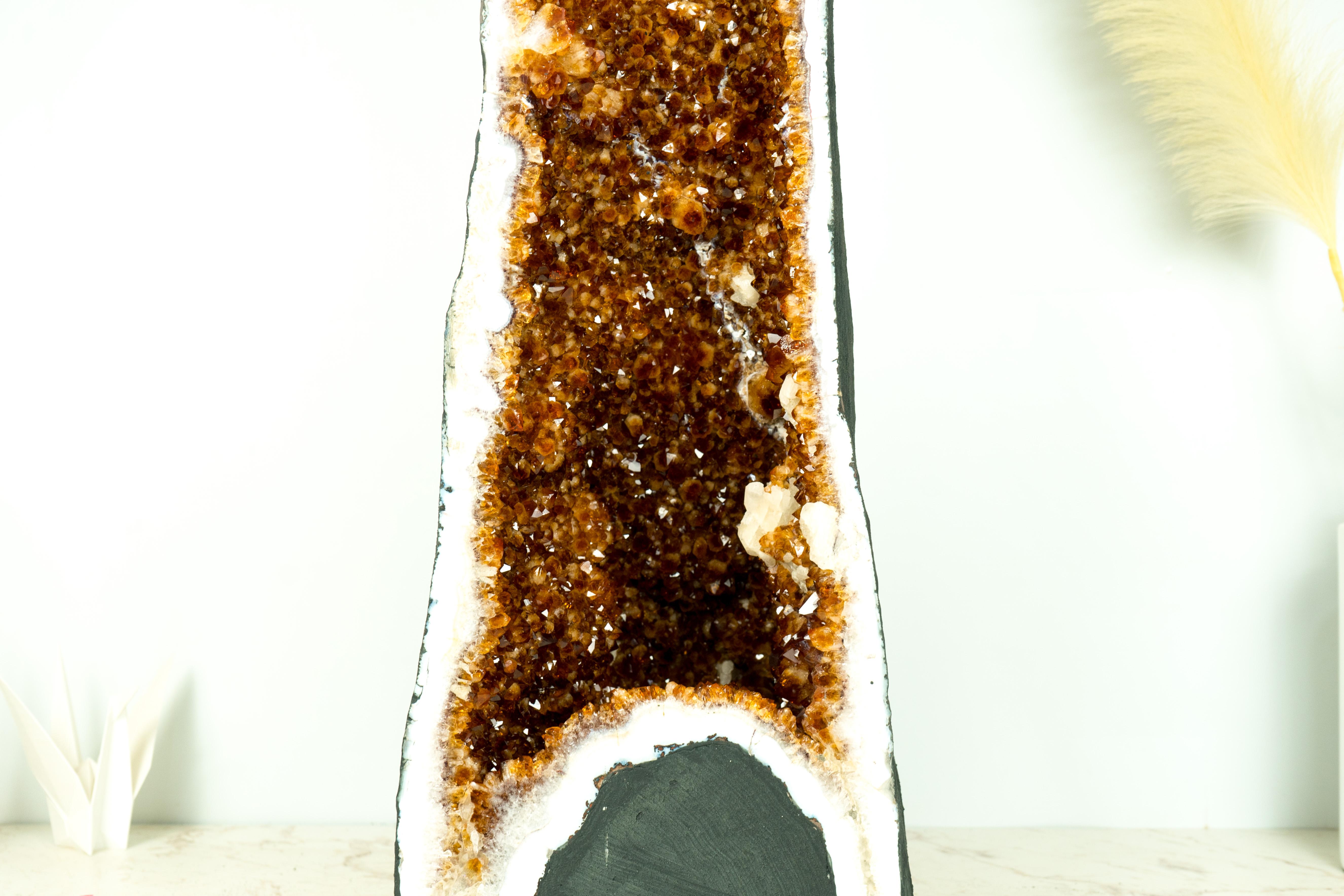 Sculptural Tall Citrine Geode Cathedral with High-Grade Madeira Citrine For Sale 1