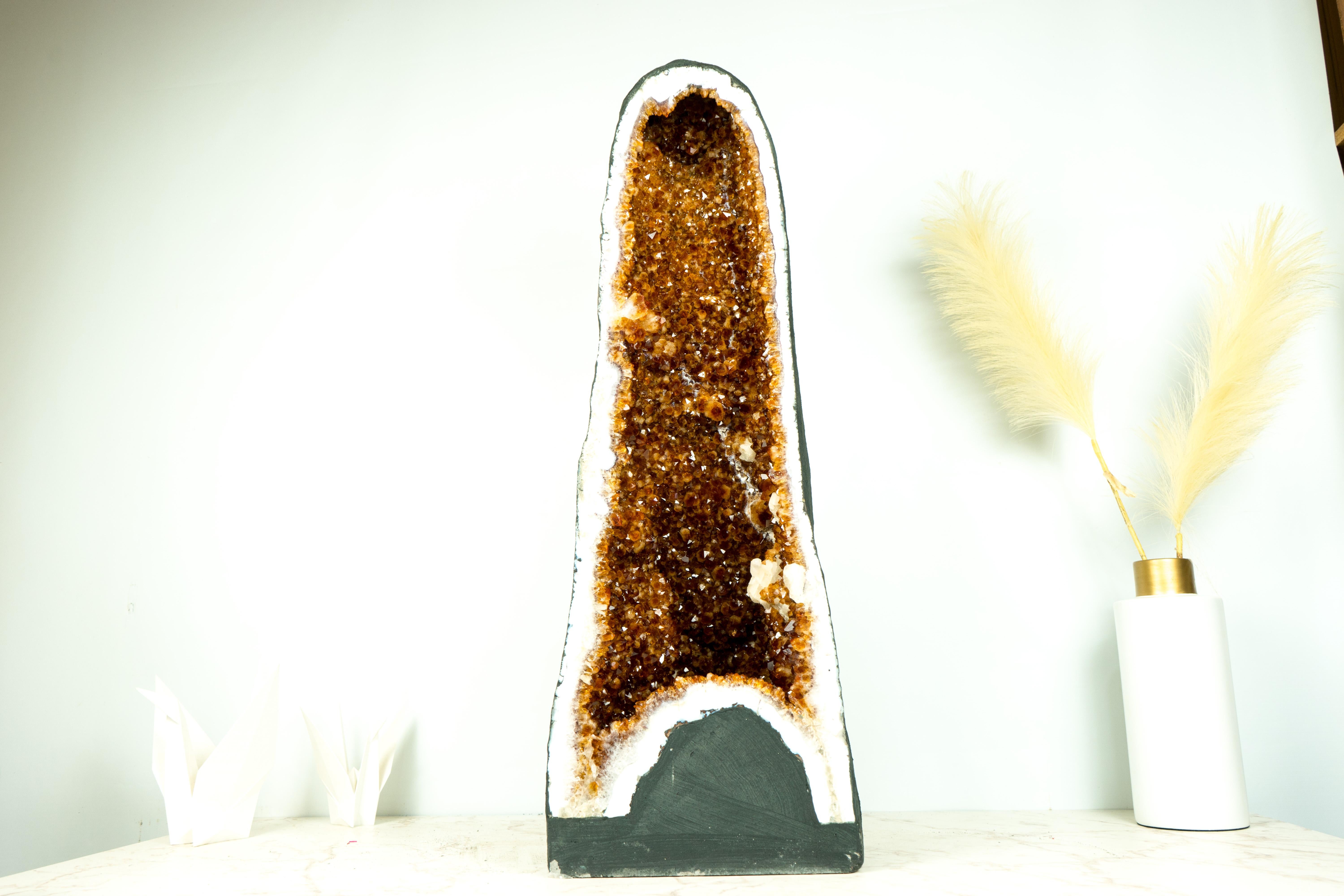 Sculptural Tall Citrine Geode Cathedral with High-Grade Madeira Citrine For Sale 3