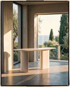 Skulpturaler Konsolentisch „Tangent“ von DK3, lackiert, cremefarben, 180 x 85 cm