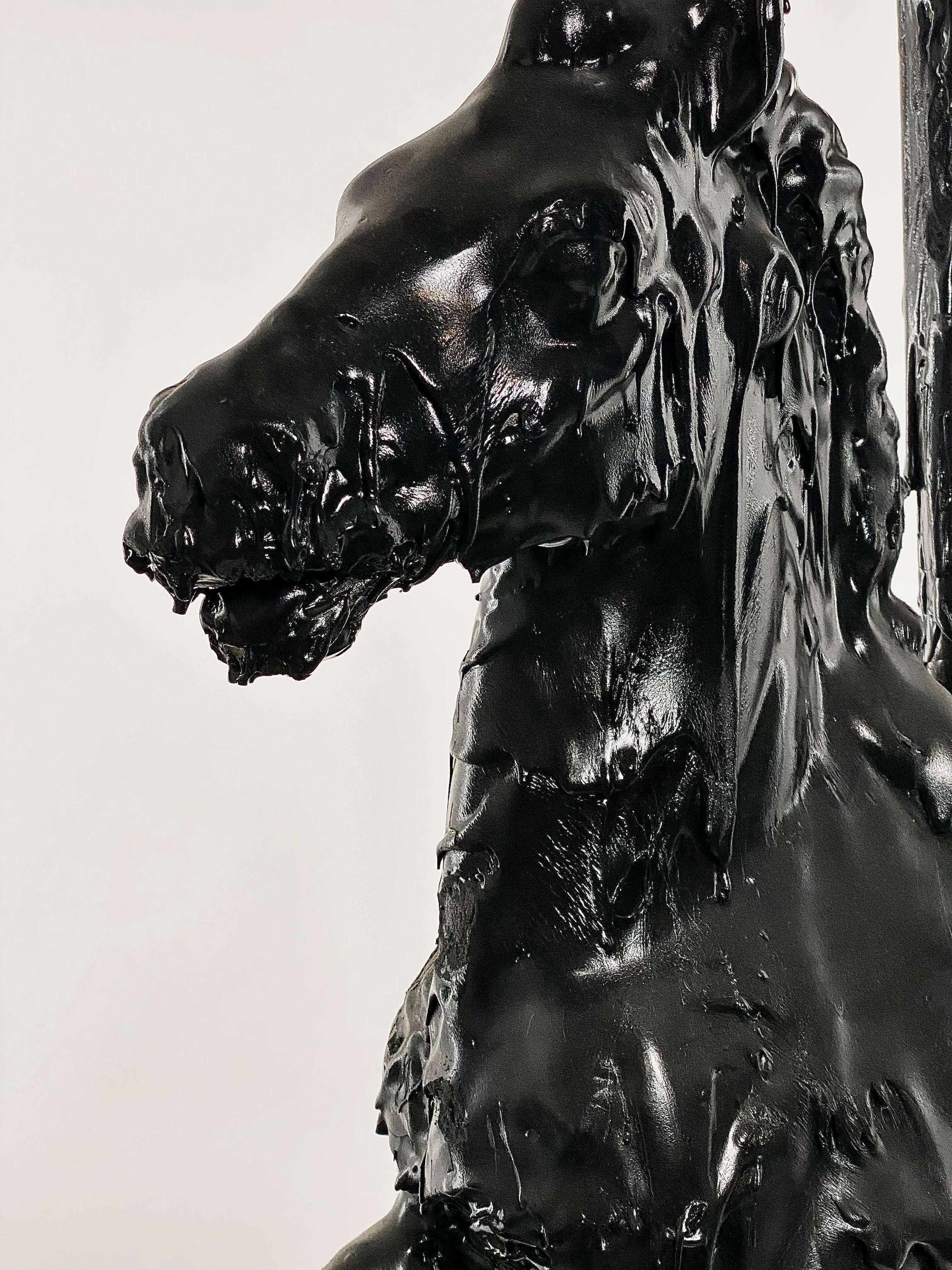 American Black Sculptural Tar Carousel Horse, 21st Century by Mattia Biagi For Sale