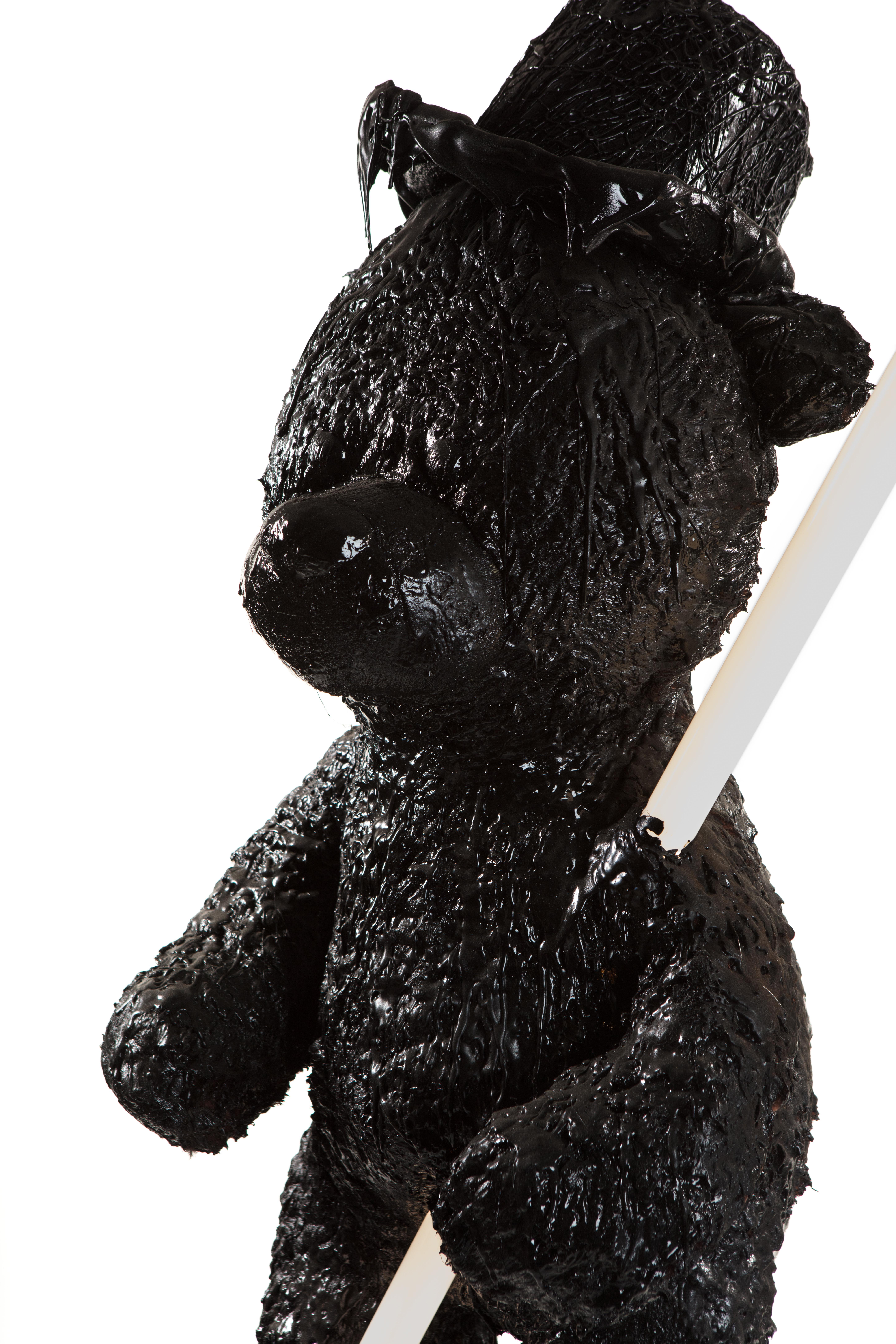 Black TAR Teddy Bear Floor Lamp or Sculpture, 21st Century by Mattia Biagi For Sale 1