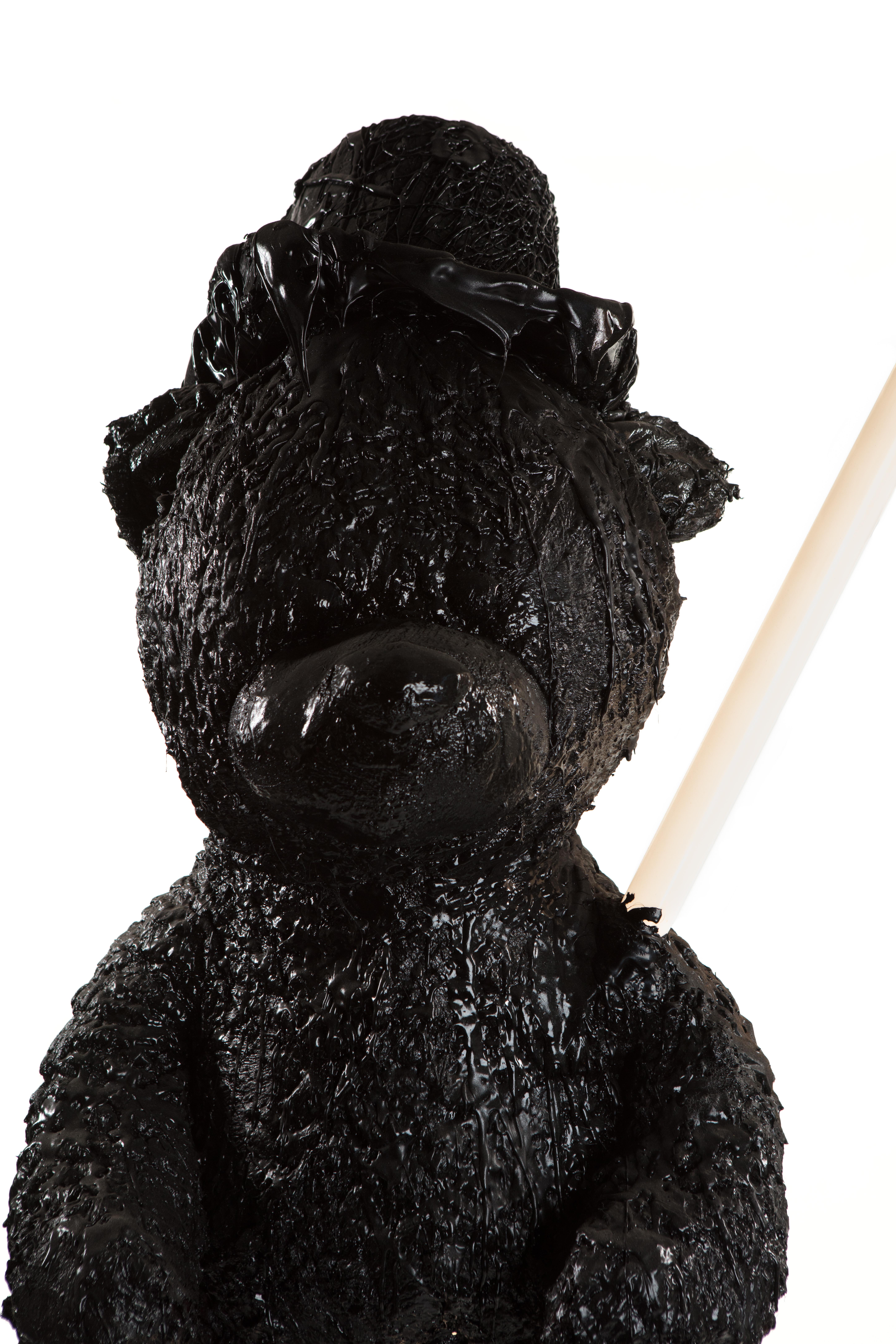Black TAR Teddy Bear Floor Lamp or Sculpture, 21st Century by Mattia Biagi For Sale 2