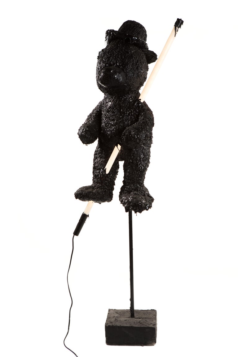 Black TAR Teddy Bear Floor Lamp or Sculpture, 21st Century by Mattia