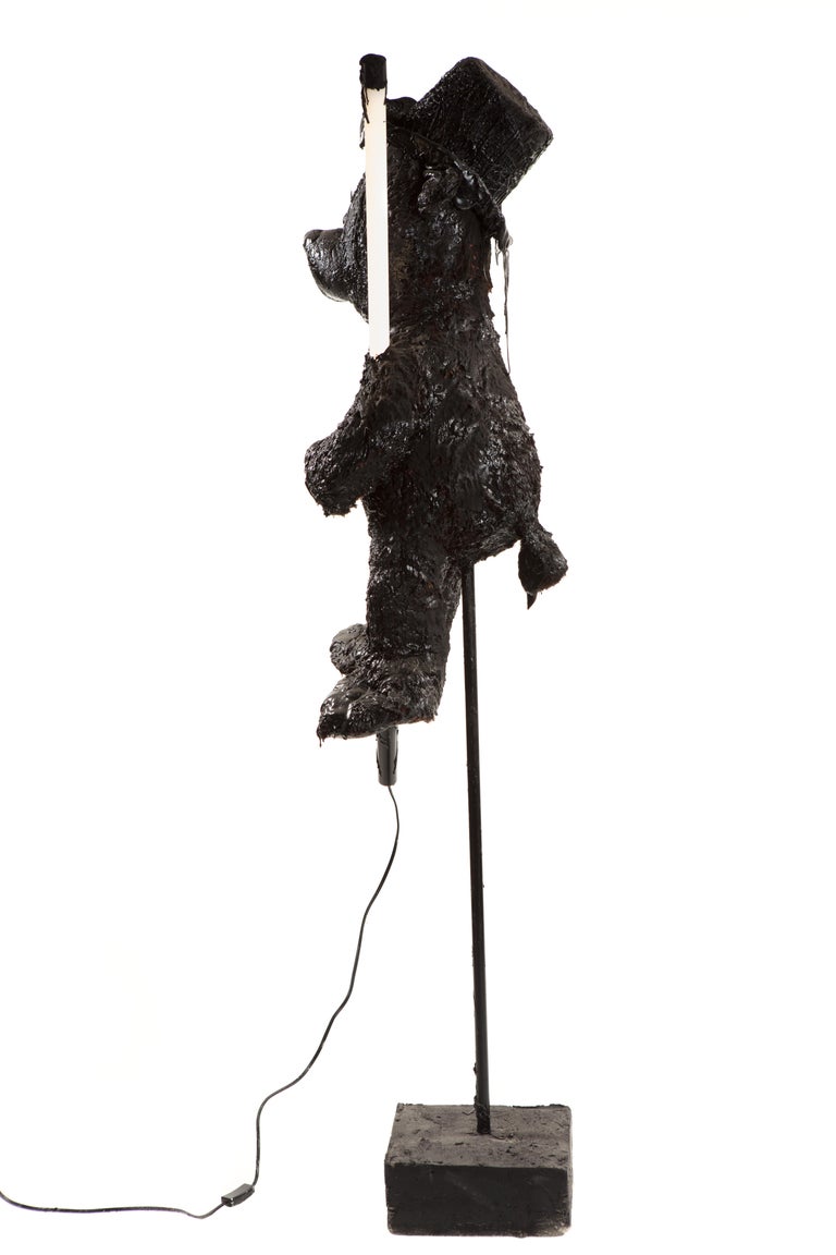 Black TAR Teddy Bear Floor Lamp or Sculpture, 21st Century by Mattia