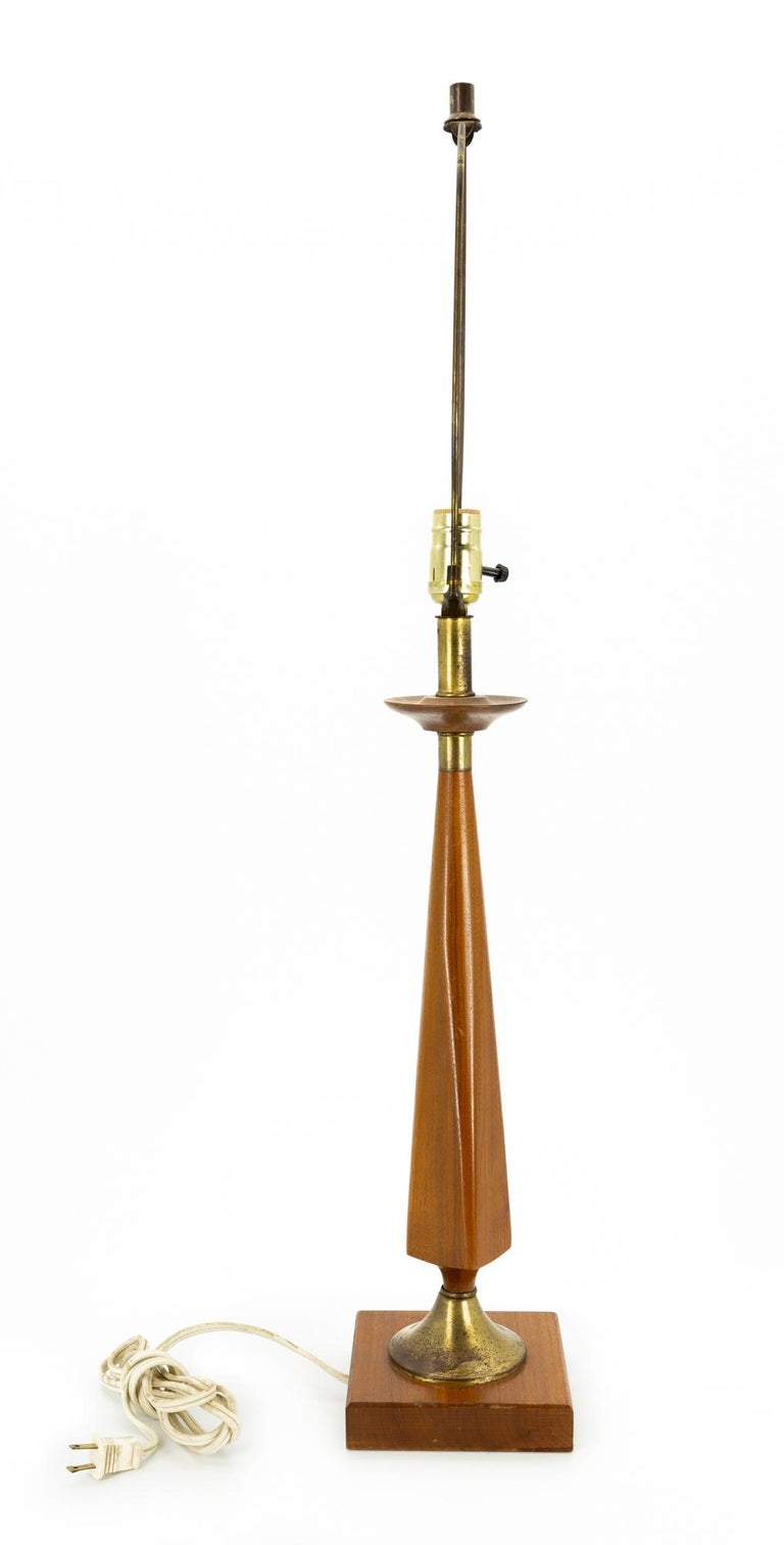 Sculptural Teak and Brass MidCentury Table Lamp For Sale at 1stDibs